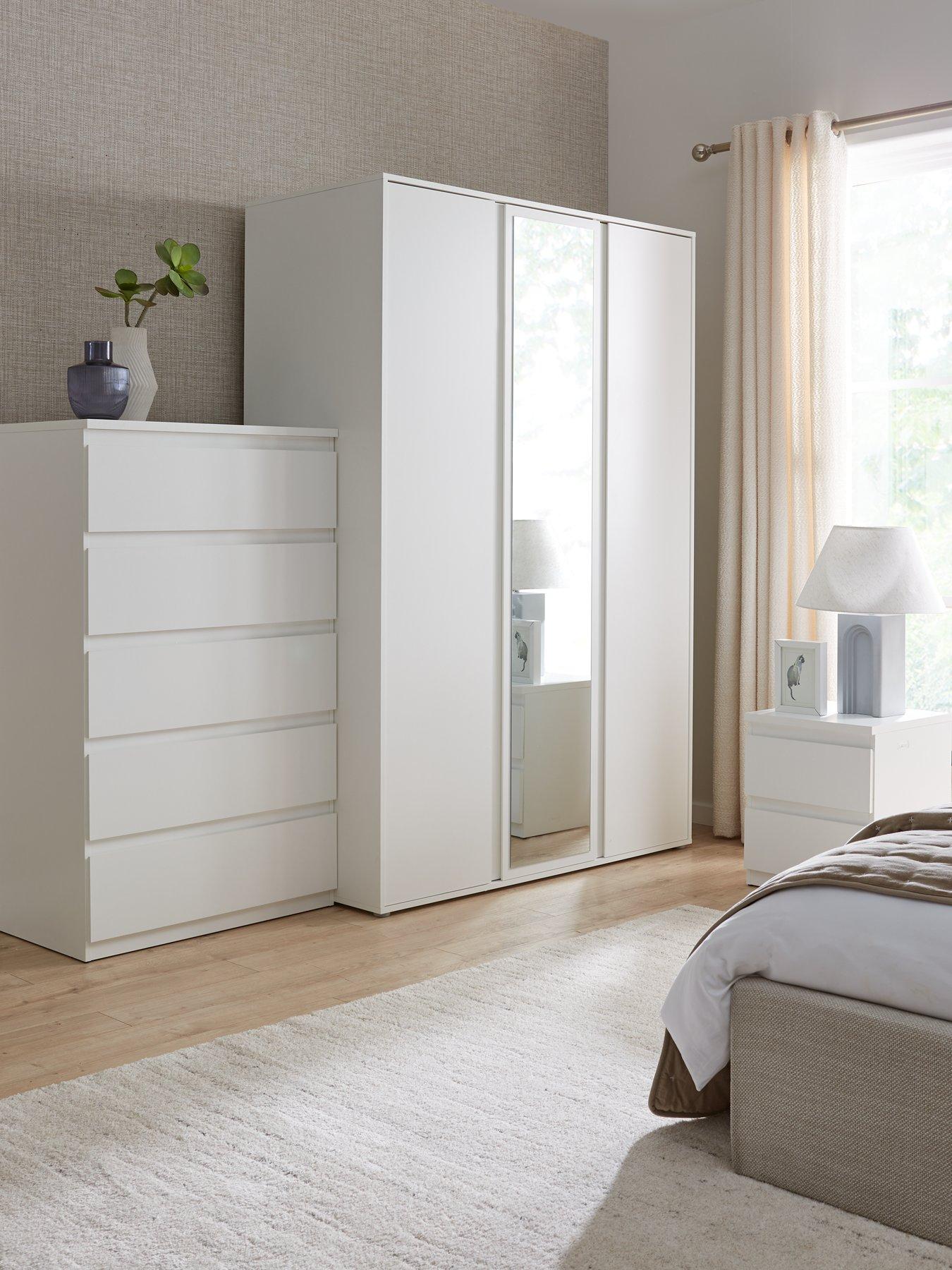 undefined Lisson 3 Piece Package - 3 Door Wardrobe, 5 Drawer Chest and 2 Drawer Bedside Chest - FSC® Certified