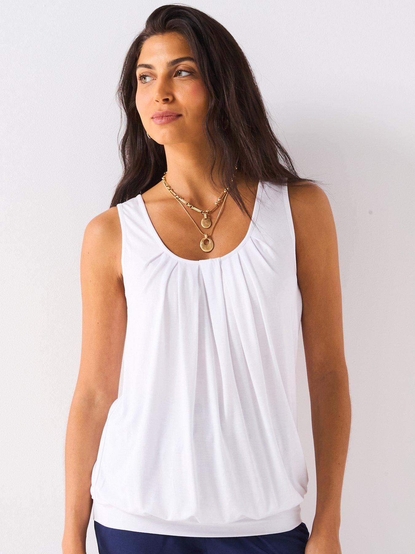Image of Everyday Bubble Hem Vest Top - White