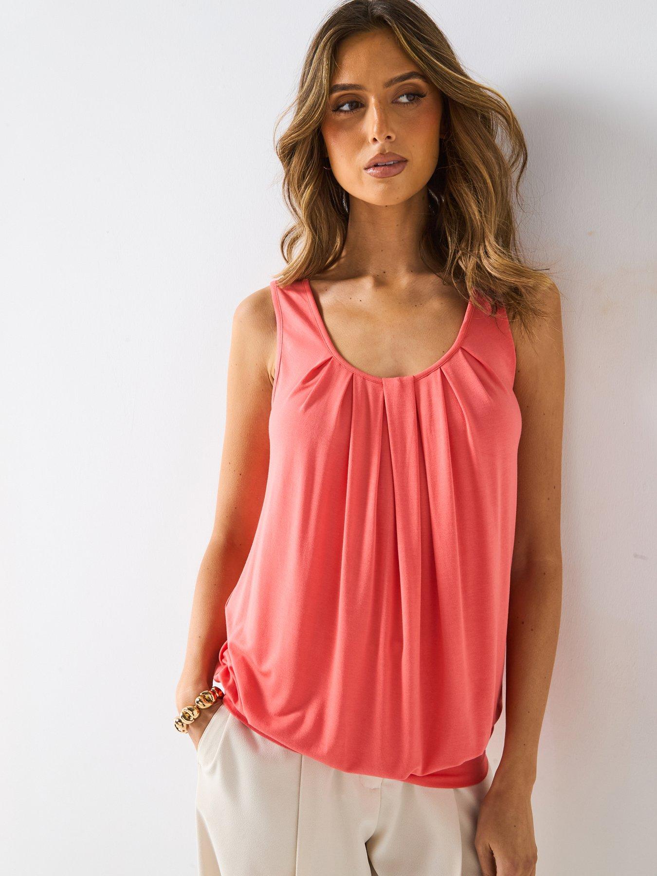 undefined Bubble Hem Vest Top - Pink