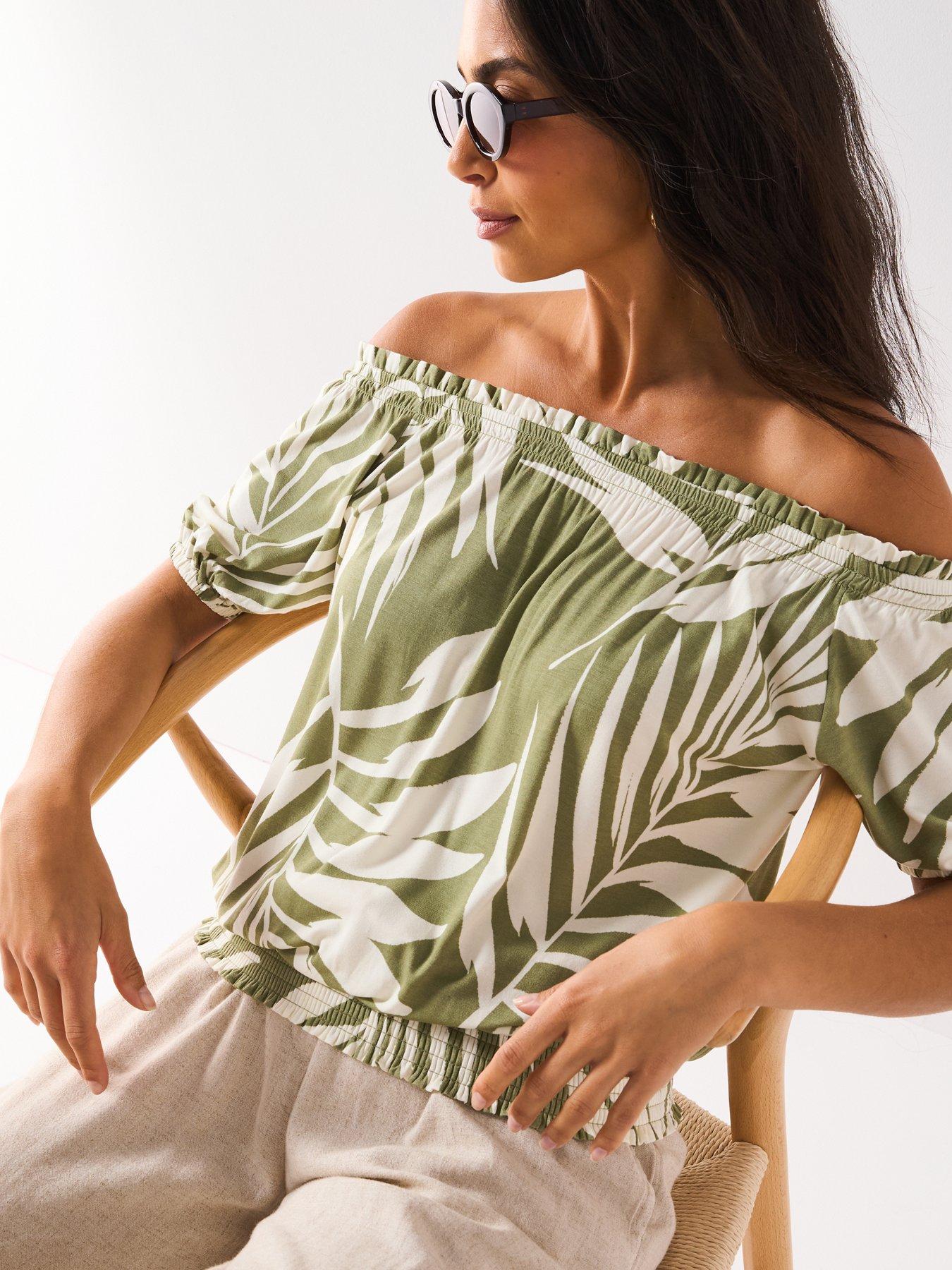 undefined Bardot Shirred Waist Top - Print
