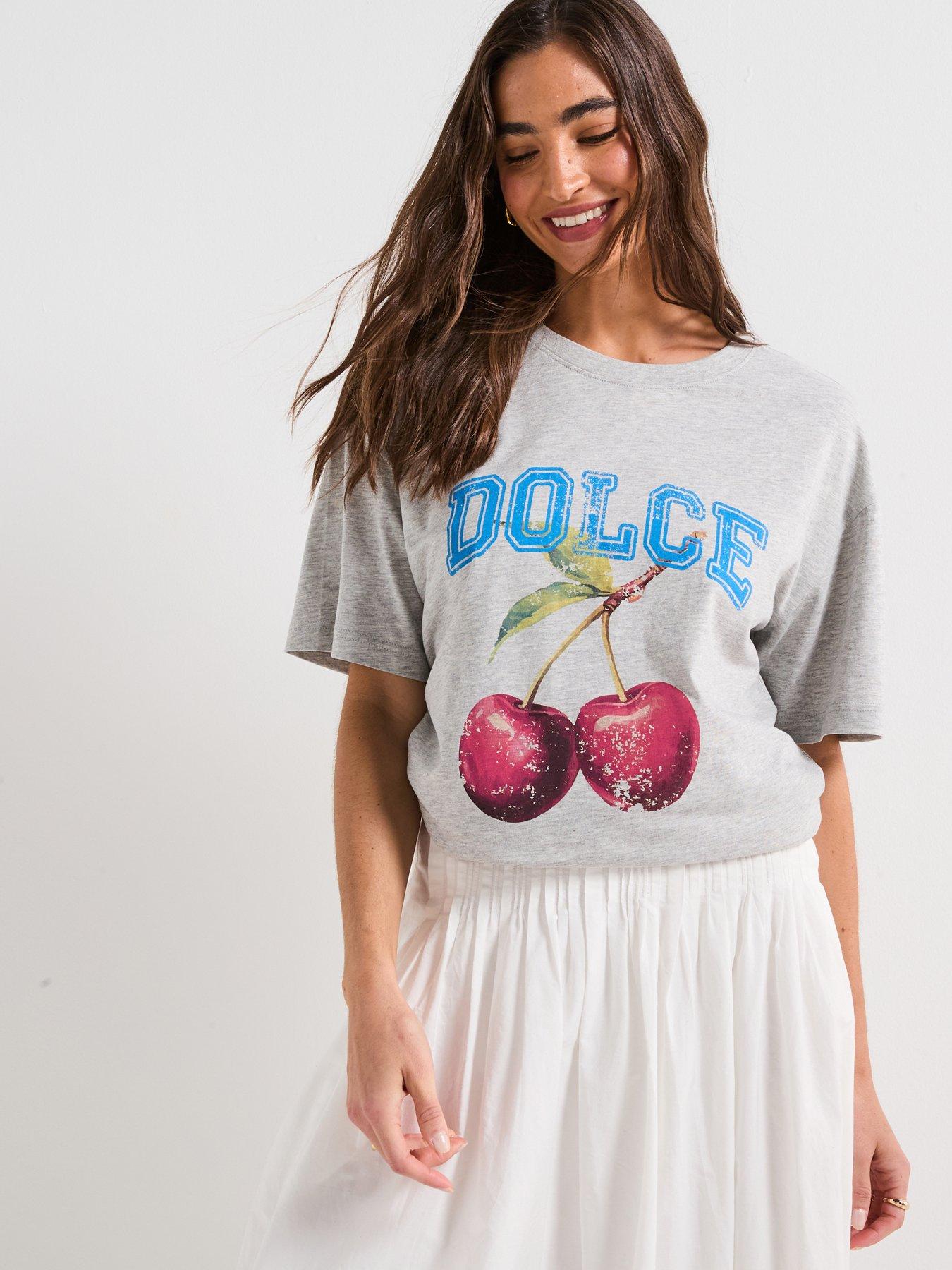 undefined Dolce Oversized Graphic T-shirt - Grey