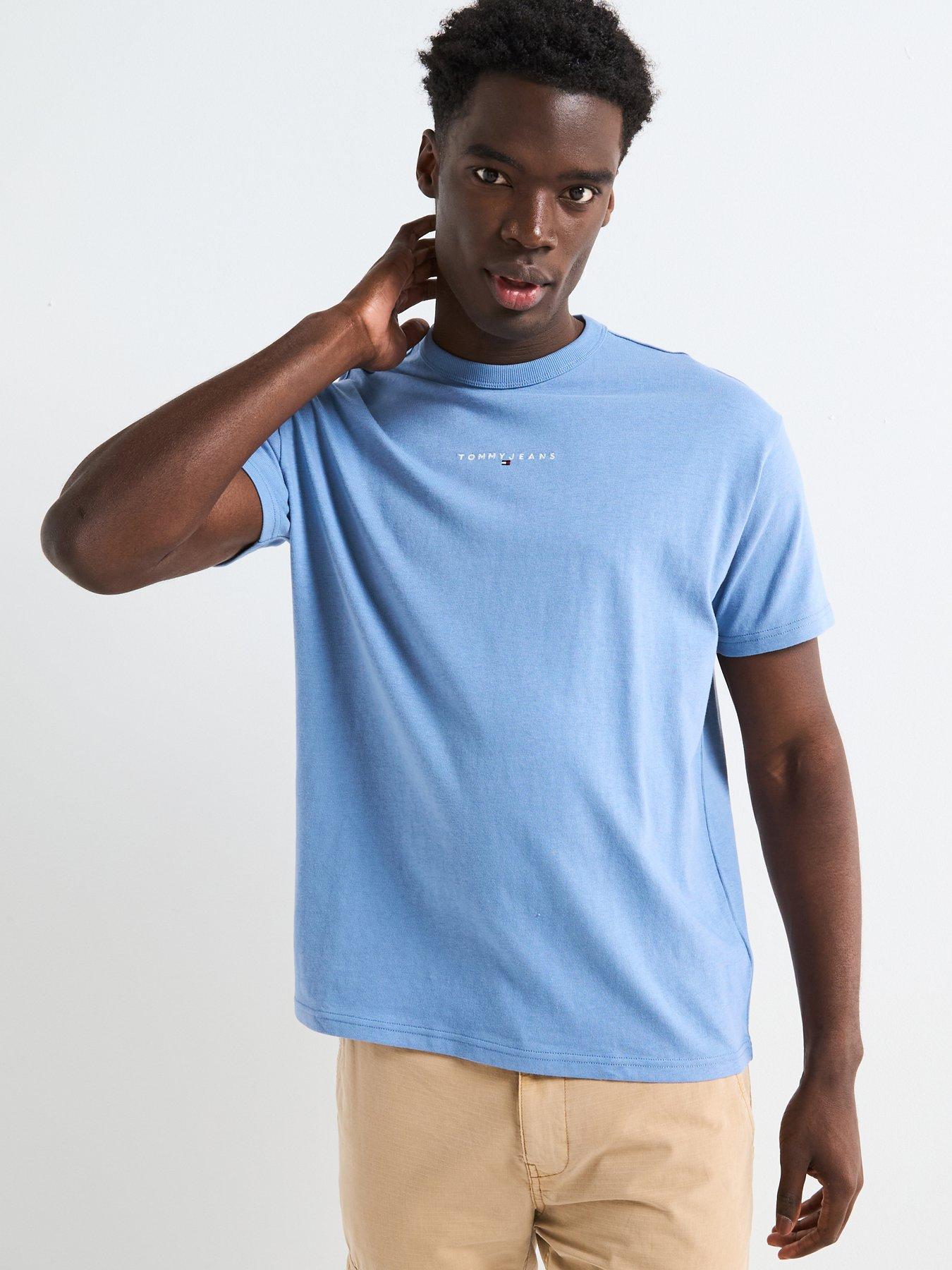 undefined Relaxed Linear Logo T-Shirt - Light Blue
