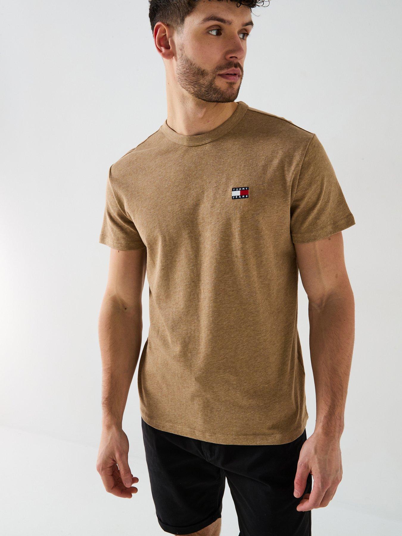 undefined Regular Fit Left Chest Badge T-Shirt - Light Brown