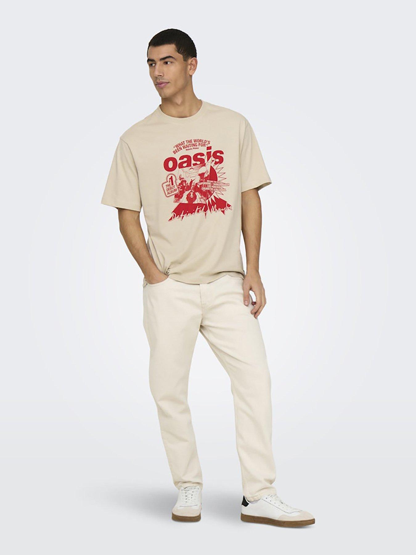 Image 3 of 6 of ONLY & SONS Short Sleeve Cartoon Oasis T-Shirt - Cream