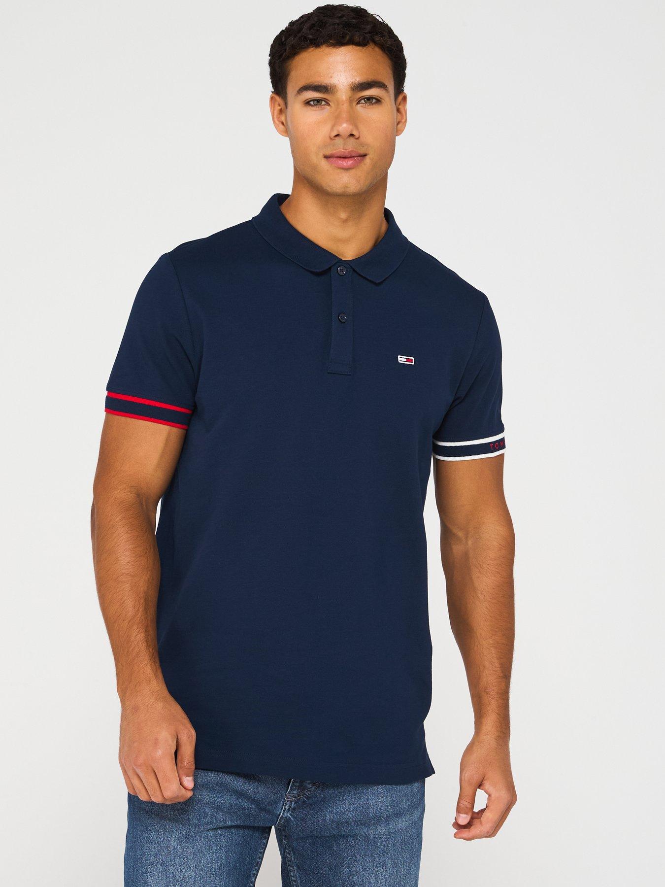 undefined Slim Fit Flag Cuff Polo Shirt - Navy