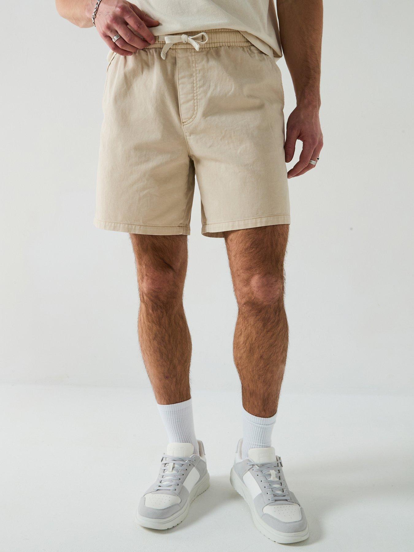 undefined Loose Elasticated Waist Beach Shorts - Natural