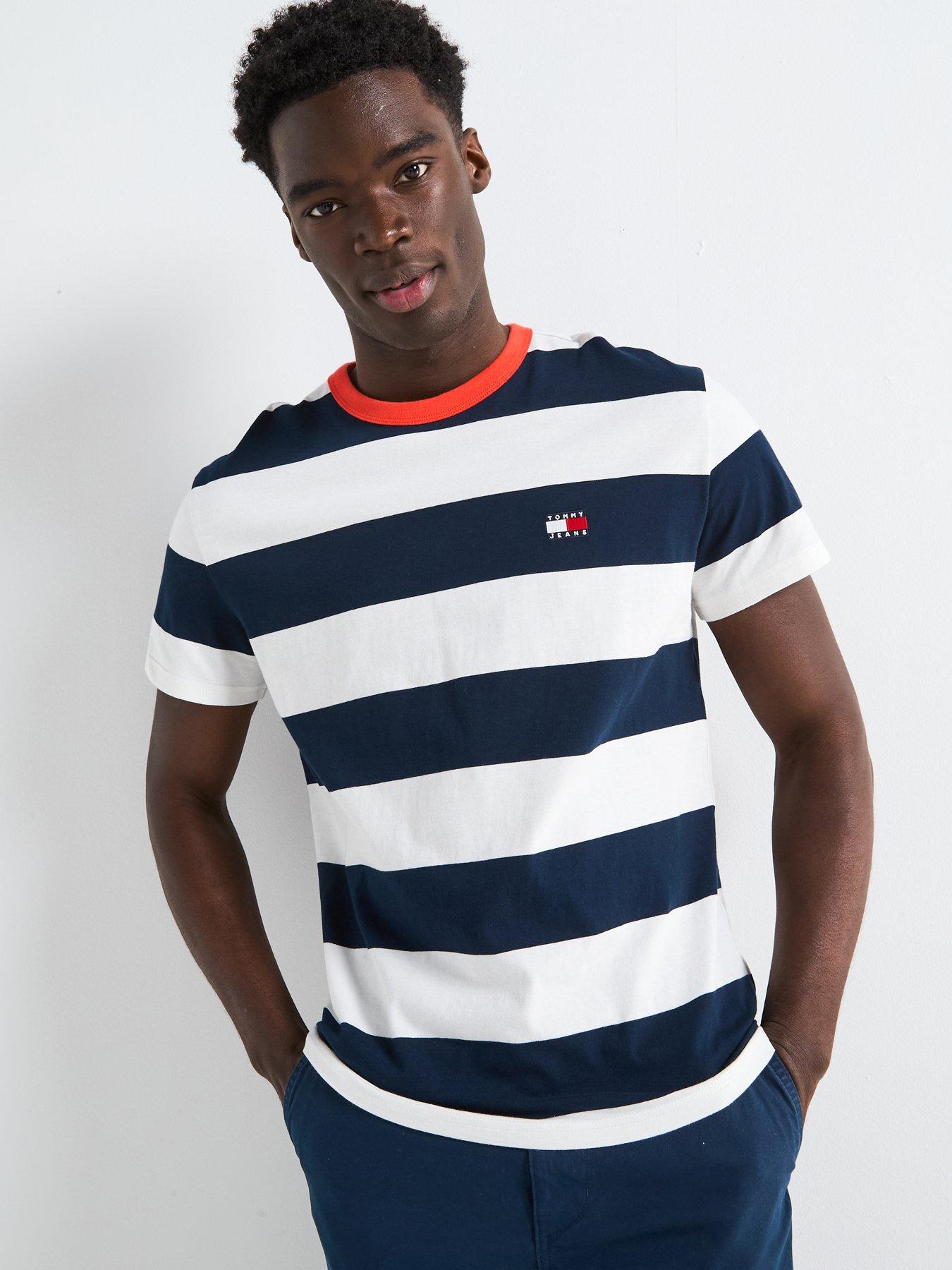 undefined Bold Stripe Left Chest Badge T-shirt - Navy