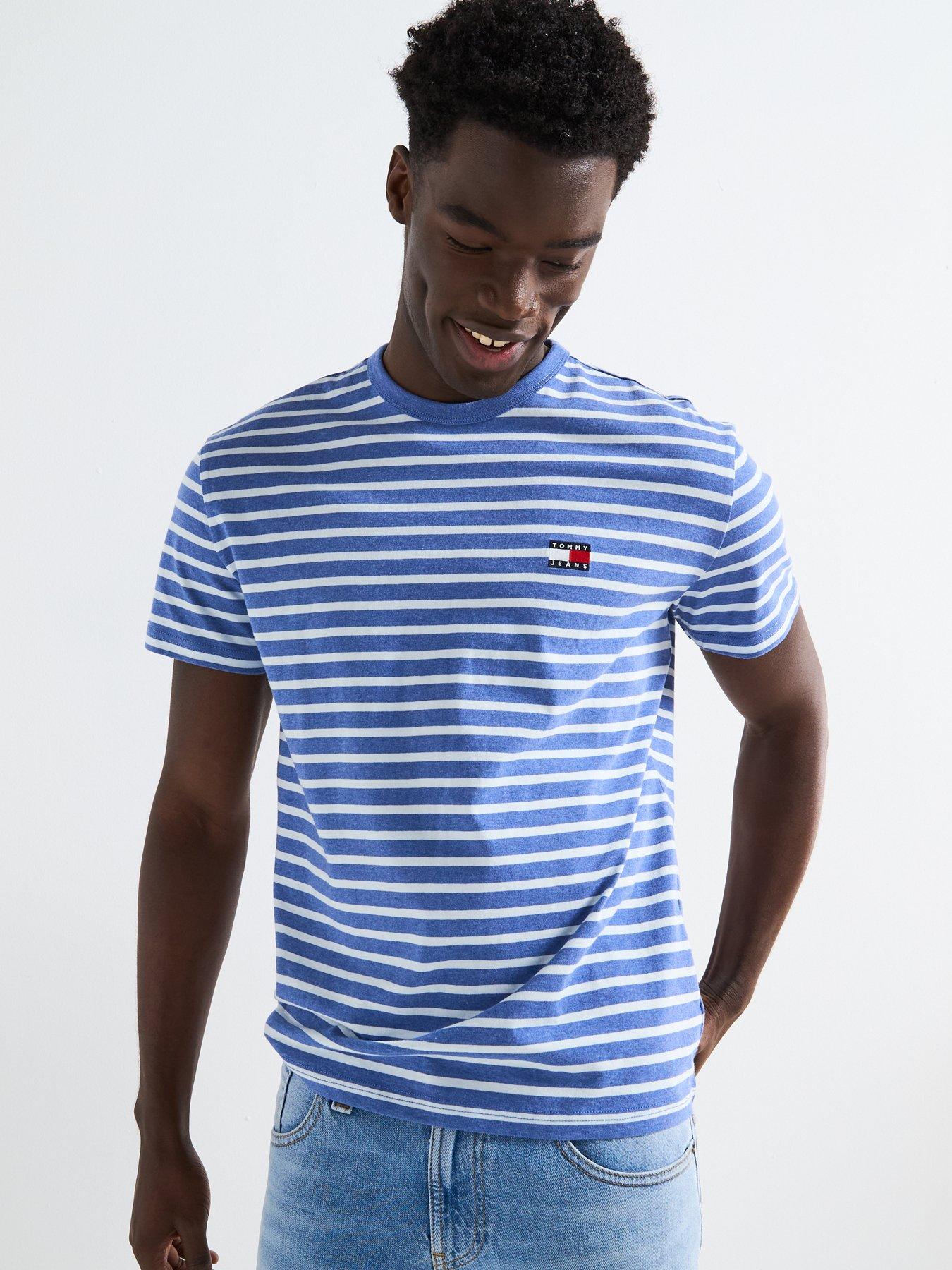 undefined Breton Stripe Left Chest Badge T-Shirt - Blue