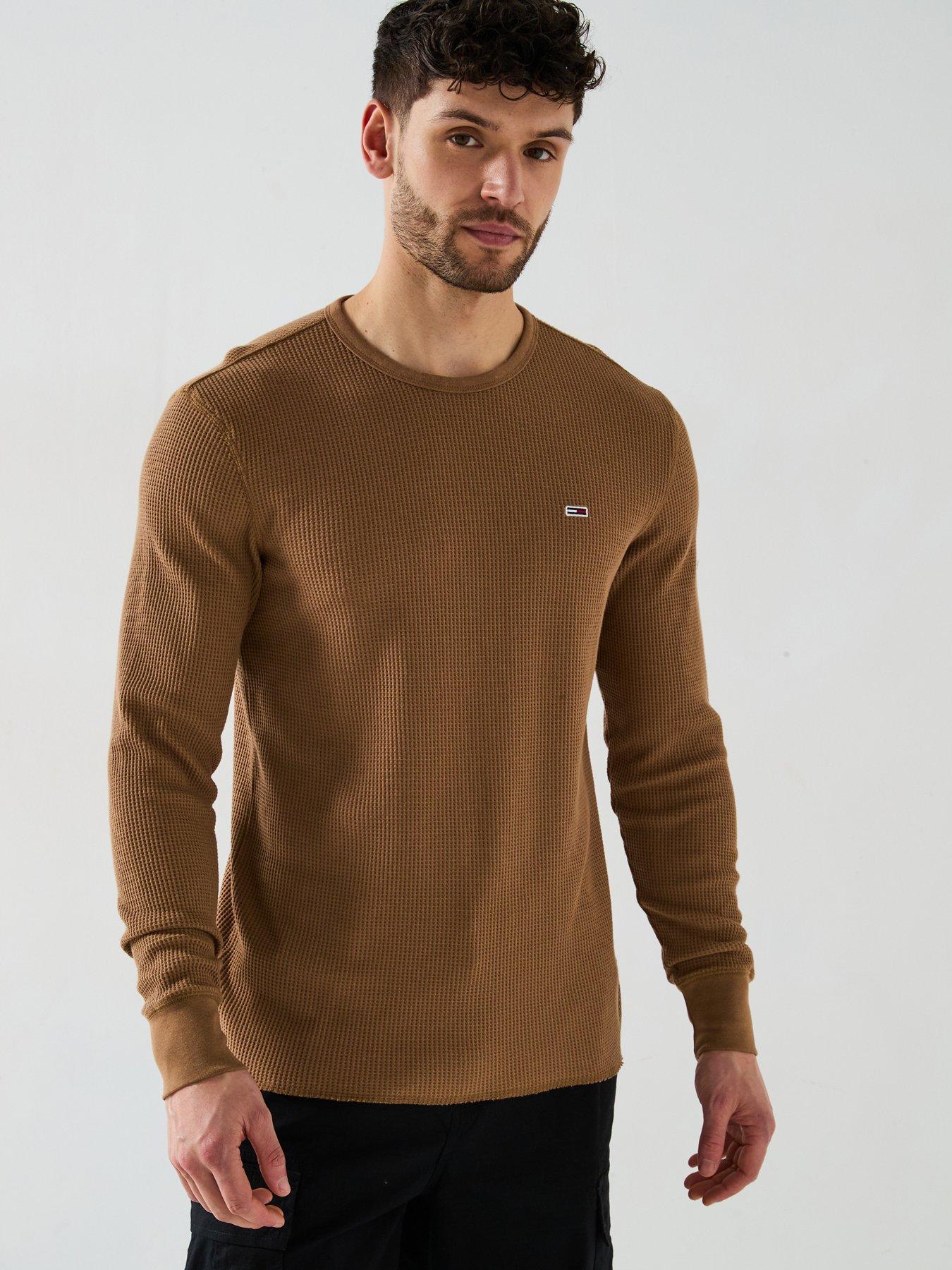undefined Slim Long Sleeve Waffle T-Shirt - Brown
