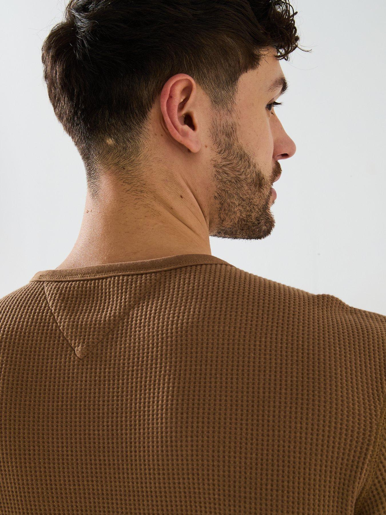 Image 6 of 6 of Tommy Jeans Slim Long Sleeve Waffle T-Shirt - Brown