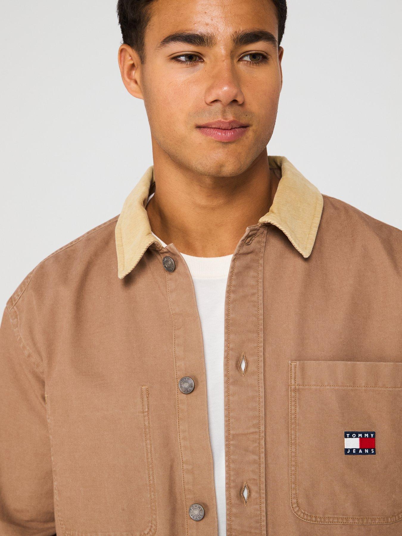 Image 4 of 5 of Tommy Jeans Canvas Cord Overshirt - Light Brown
