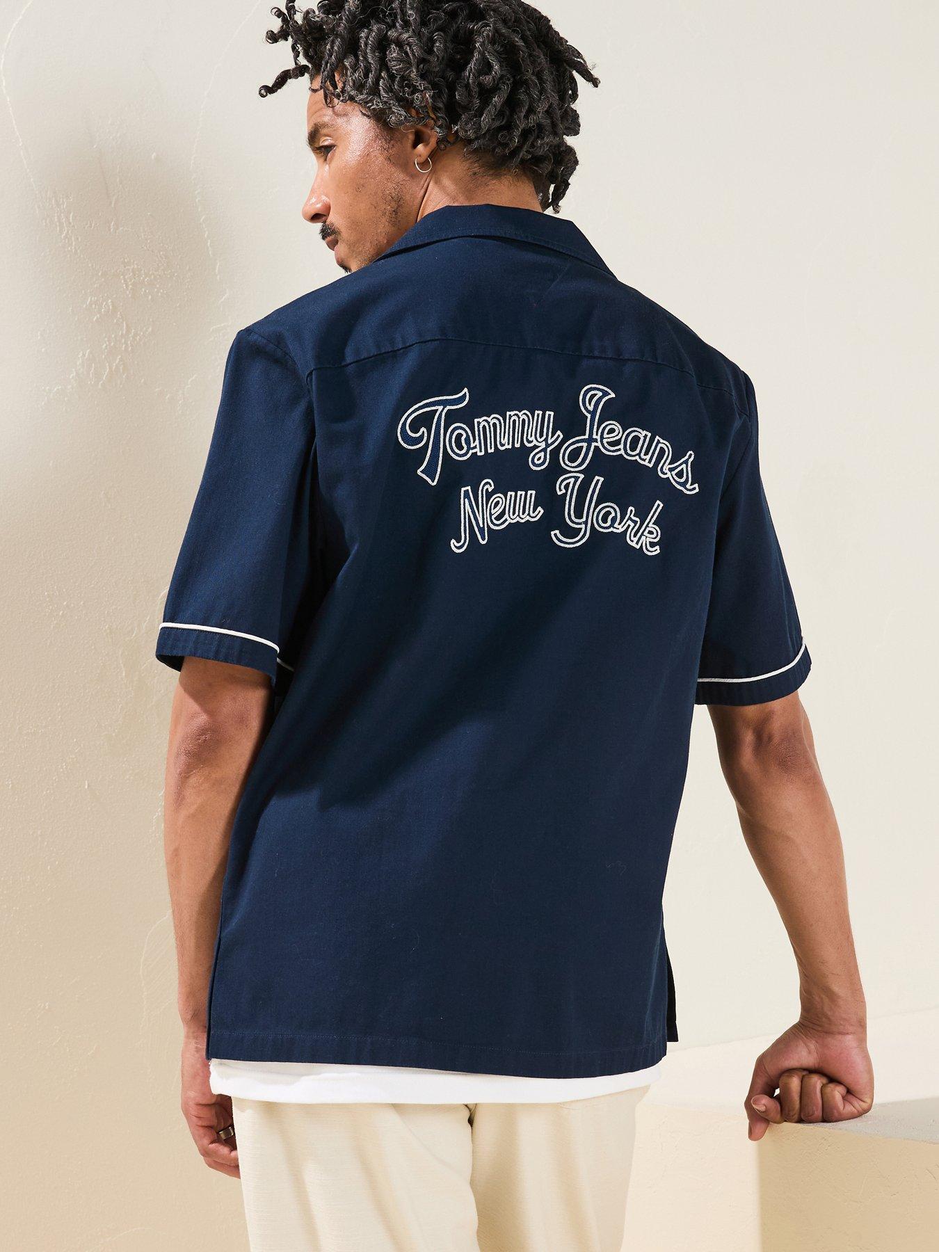 undefined Camp Collar Back Logo Short Sleeve Shirt - Navy
