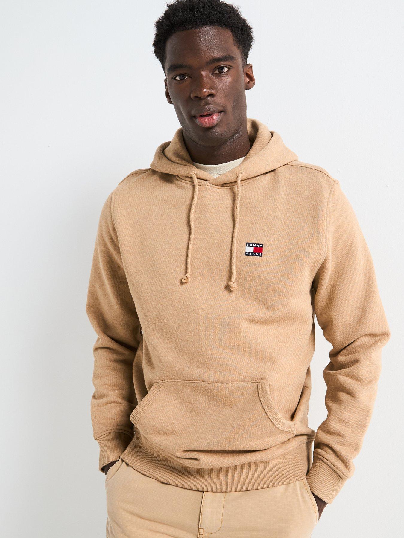 undefined Regular Fit Left Chest Badge Hoodie - Light Brown