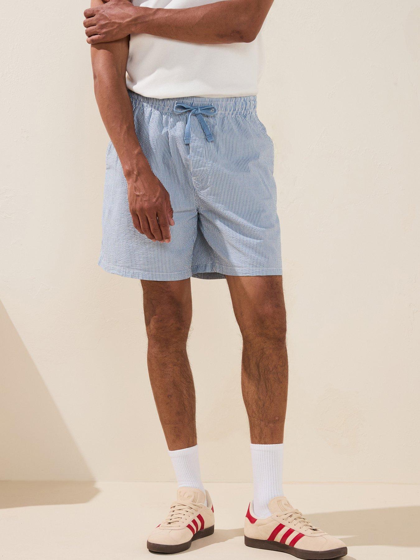 Tommy Jeans Stripe Seersucker Beach Shorts - Light Blue