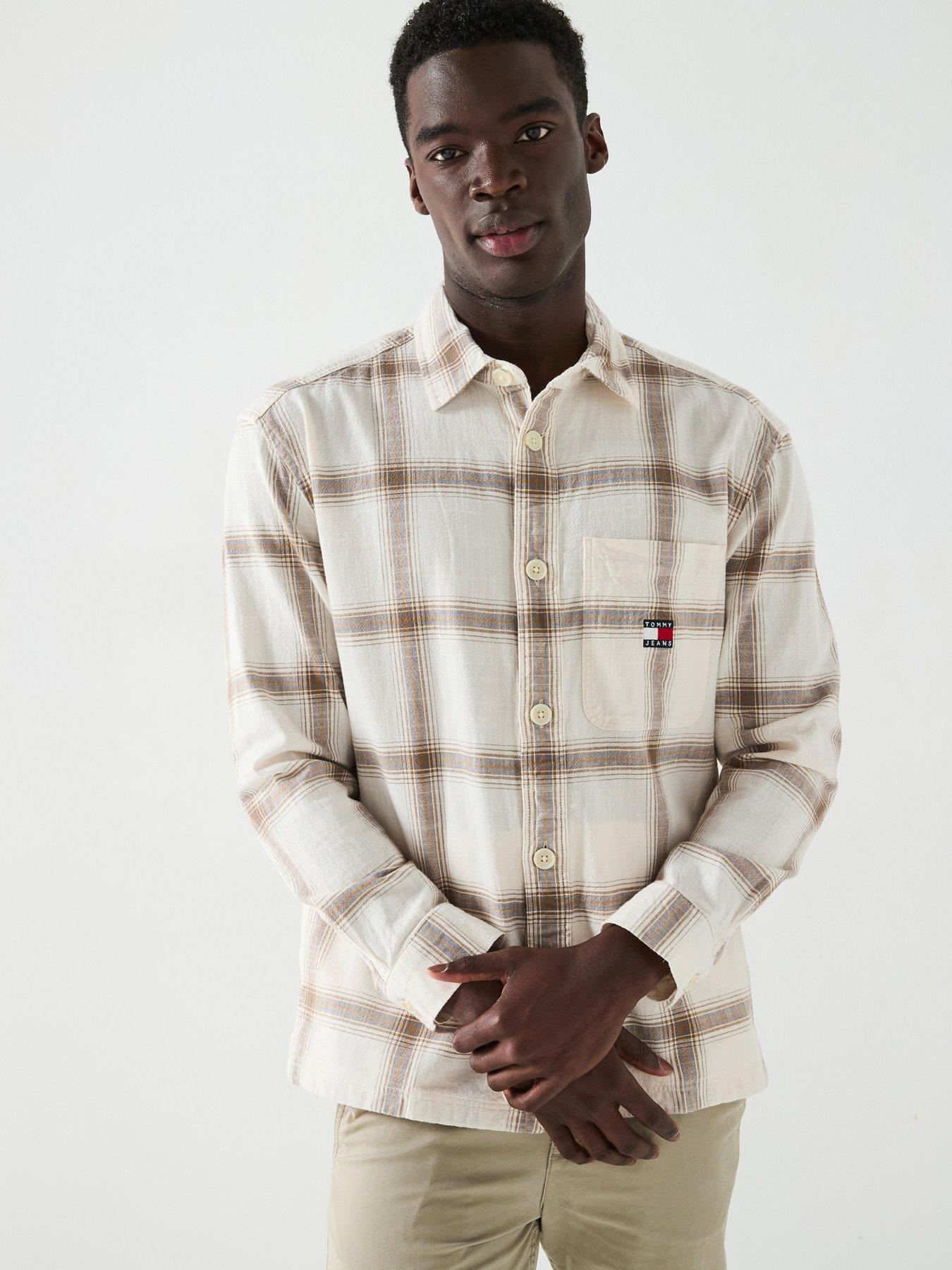 undefined Cotton Slub Check Overshirt - White