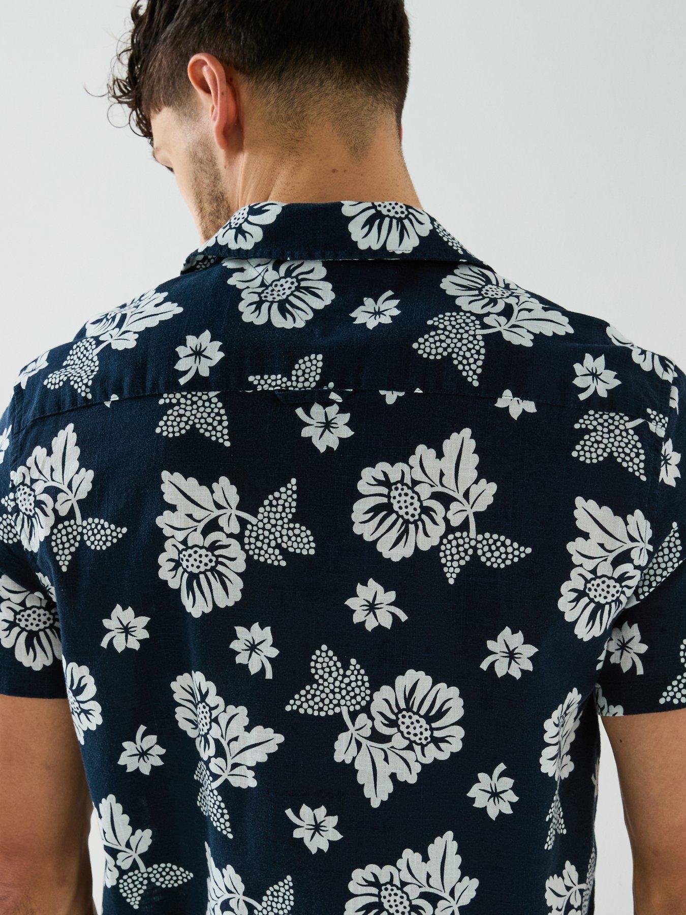 Image 6 of 6 of Tommy Jeans Regular Fit Floral Slub Short Sleeve Shirt - Navy