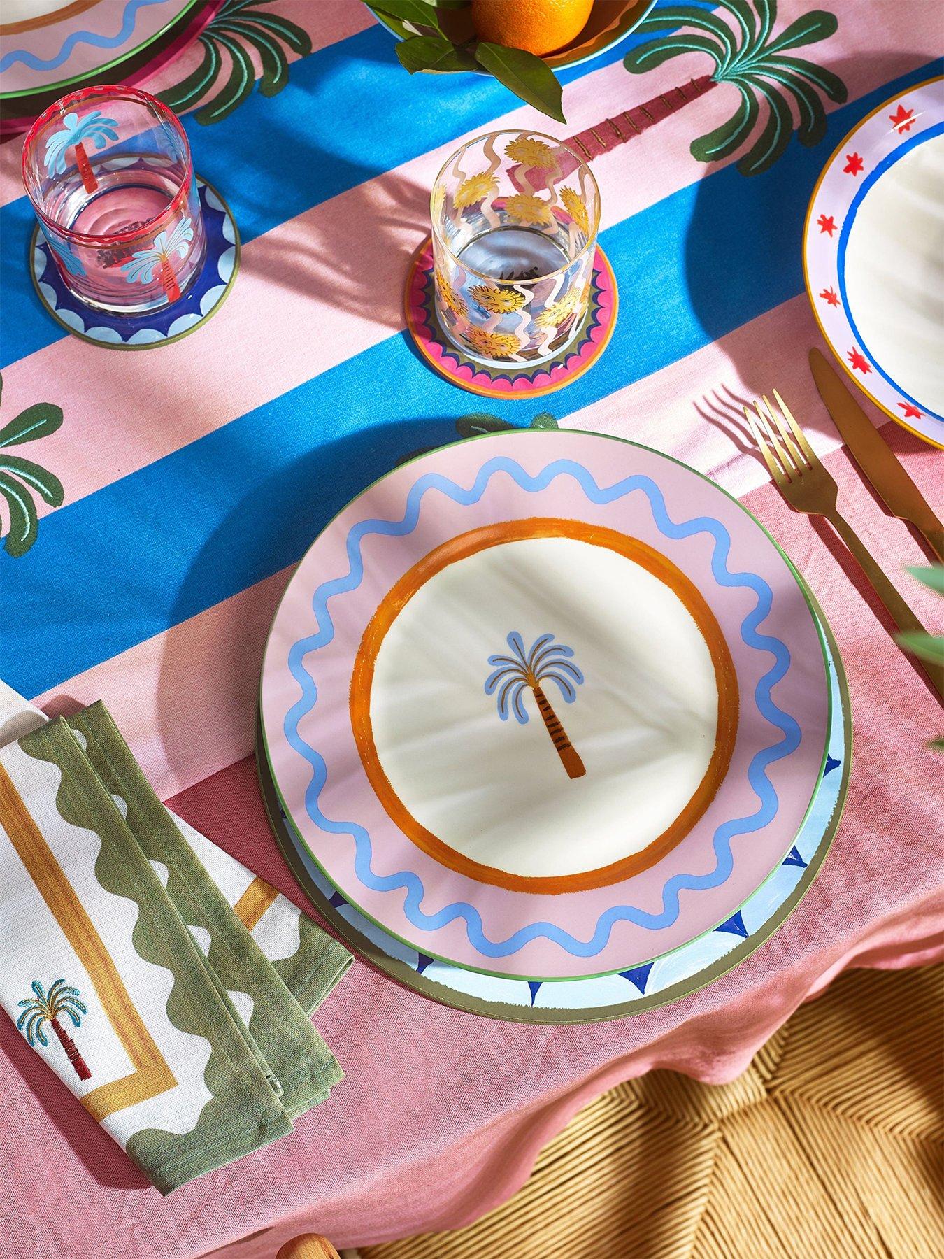 Eleanor Bowmer Electric Coast Palm Tree Dinner Plates Set Of 2