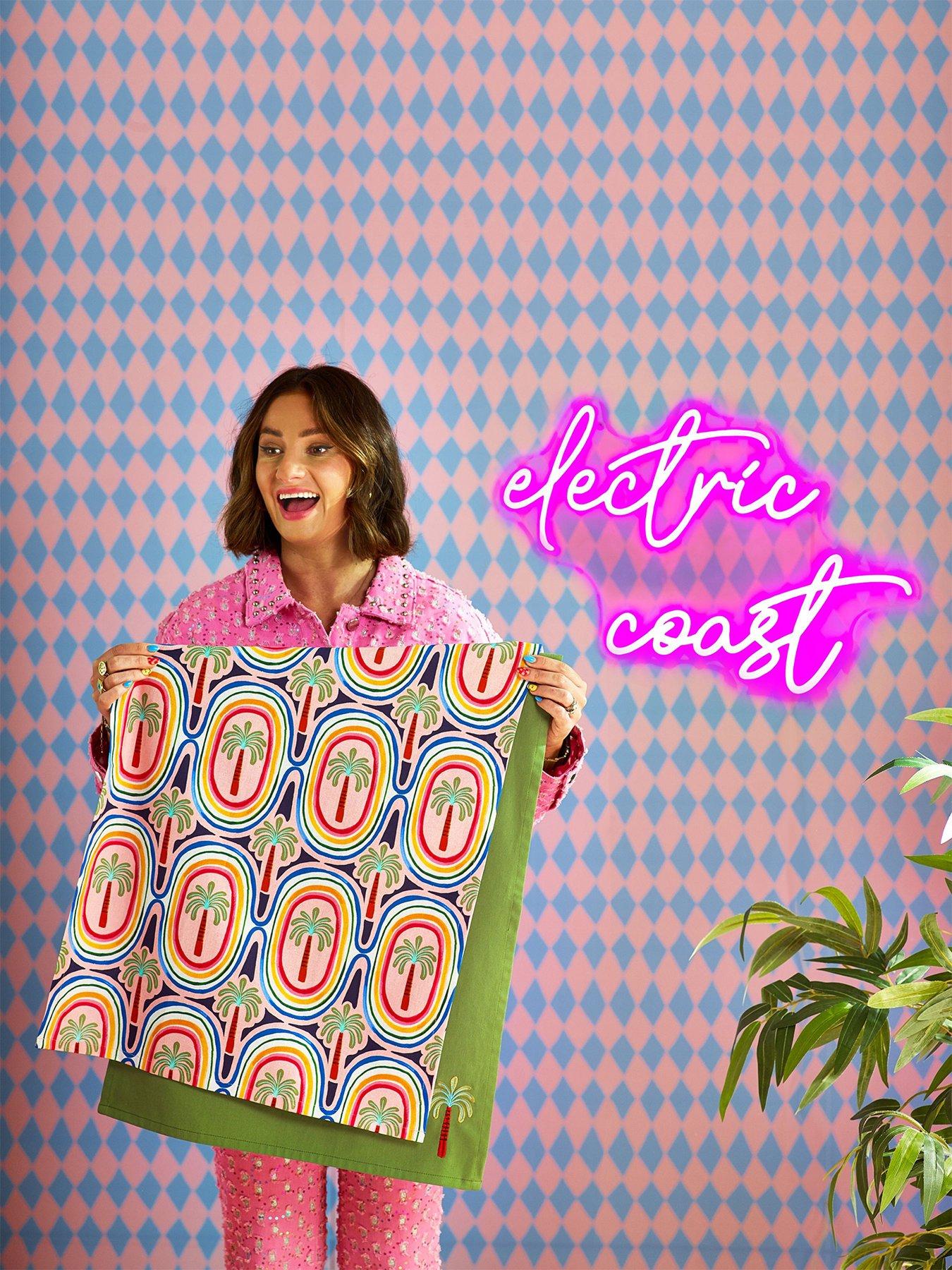 Product photograph of Eleanor Bowmer Electric Coast Palm Tree Tea Towels Set Of 2 from very.co.uk