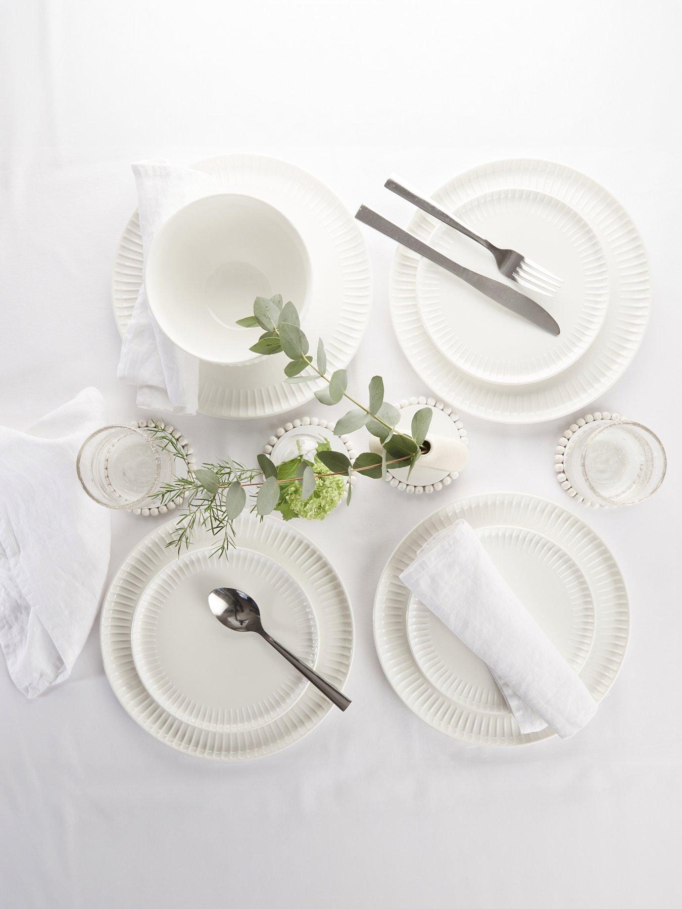 Product photograph of Waterside White Embossed 12 Piece Dinner Set from very.co.uk