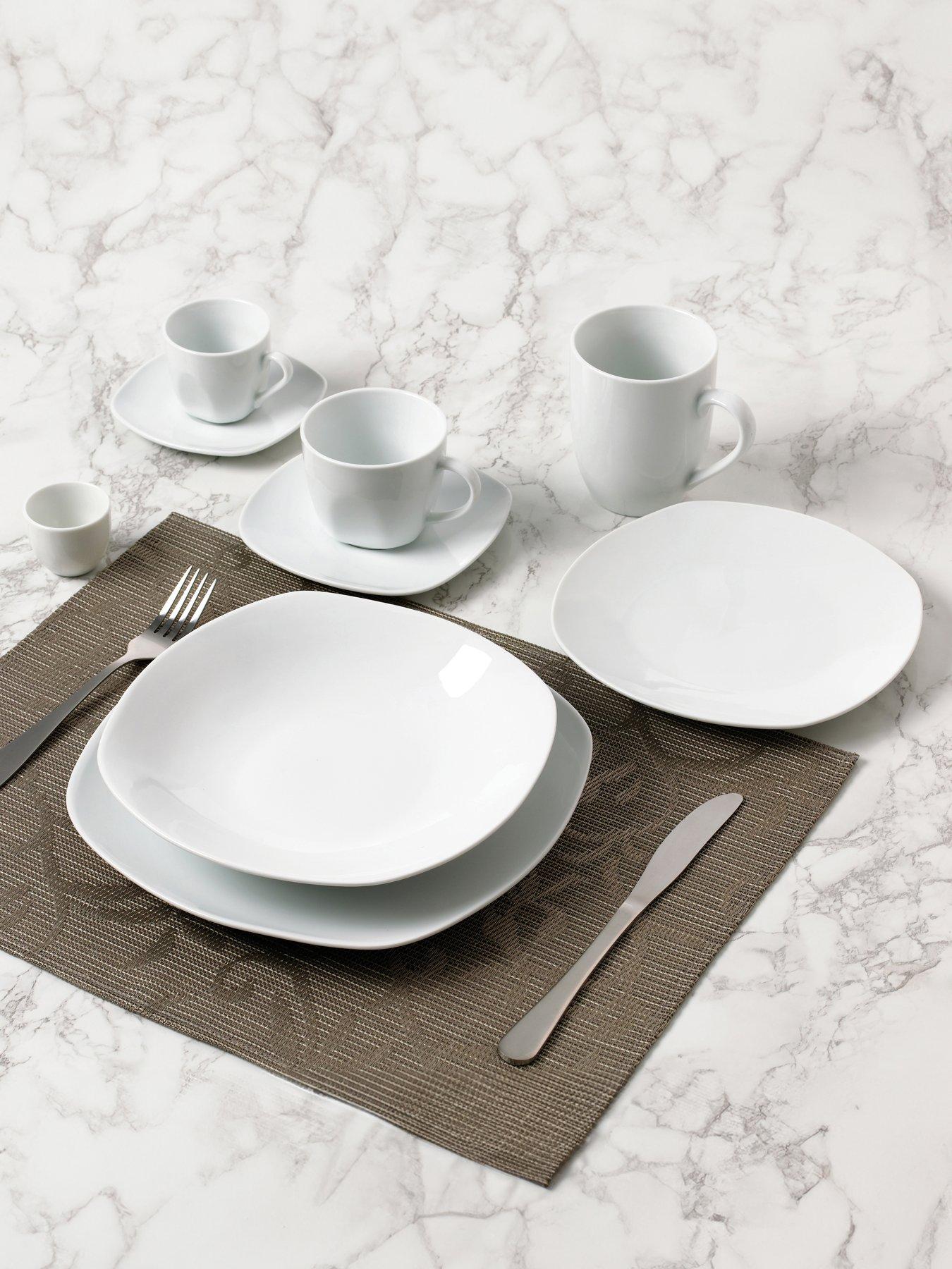 Product photograph of Waterside White Square Athena 54 Piece Dinner Set from very.co.uk