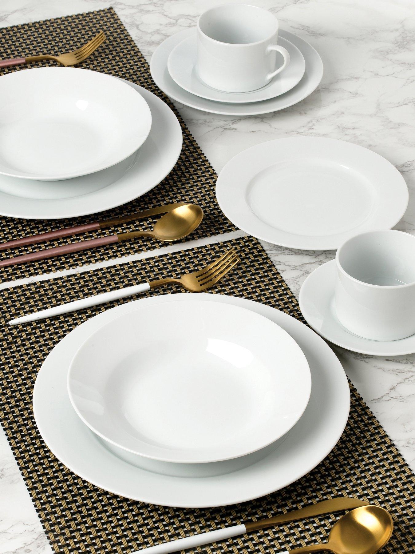 Product photograph of Waterside White Rimmed 20 Piece Dinner Set from very.co.uk