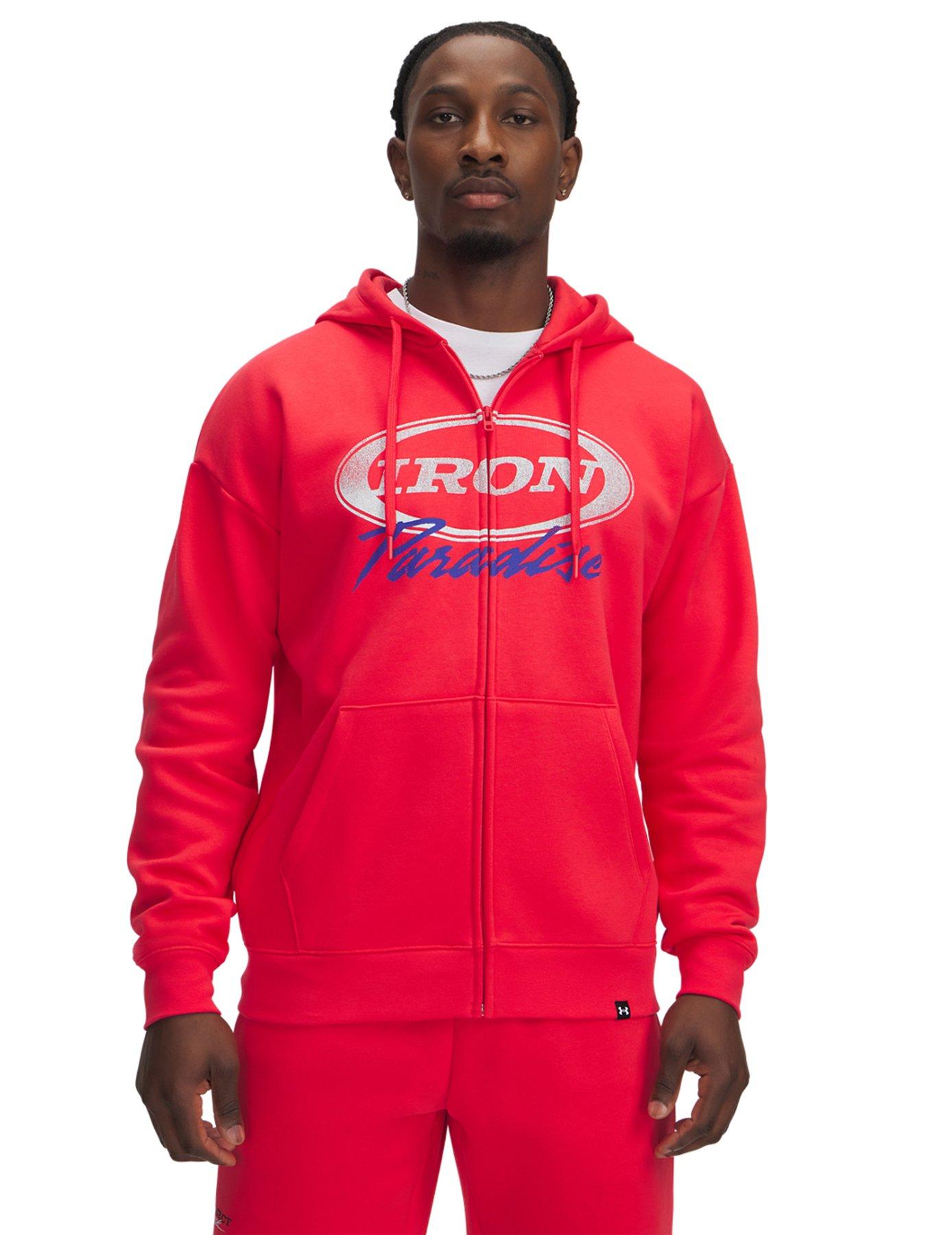 UNDER ARMOUR Mens Training Project Rock Icon Fleece Full Zip Hoodie - Red