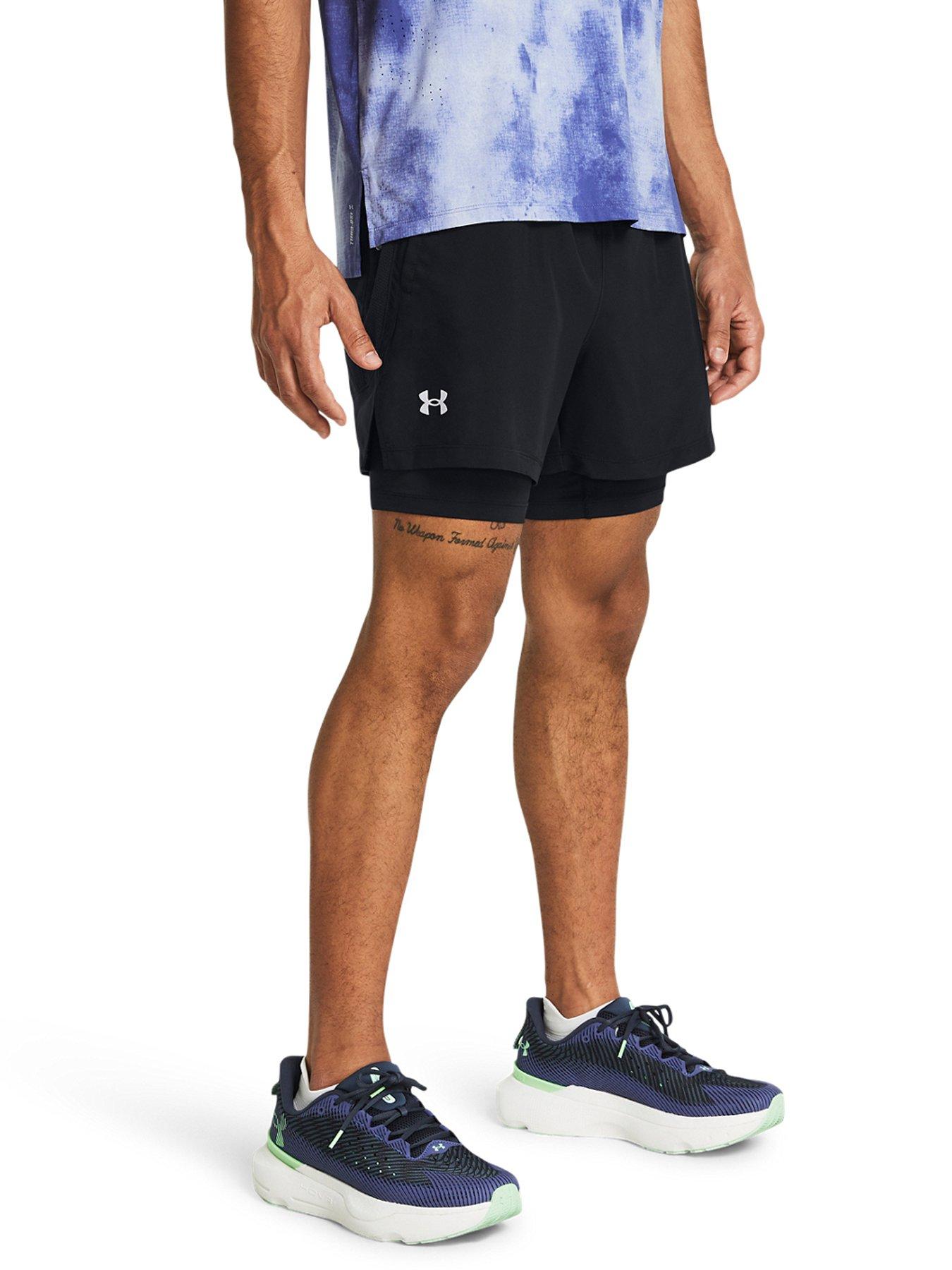 UNDER ARMOUR Men's Running Launch 5 Inch 2-In-1 Shorts - Black/Reflective