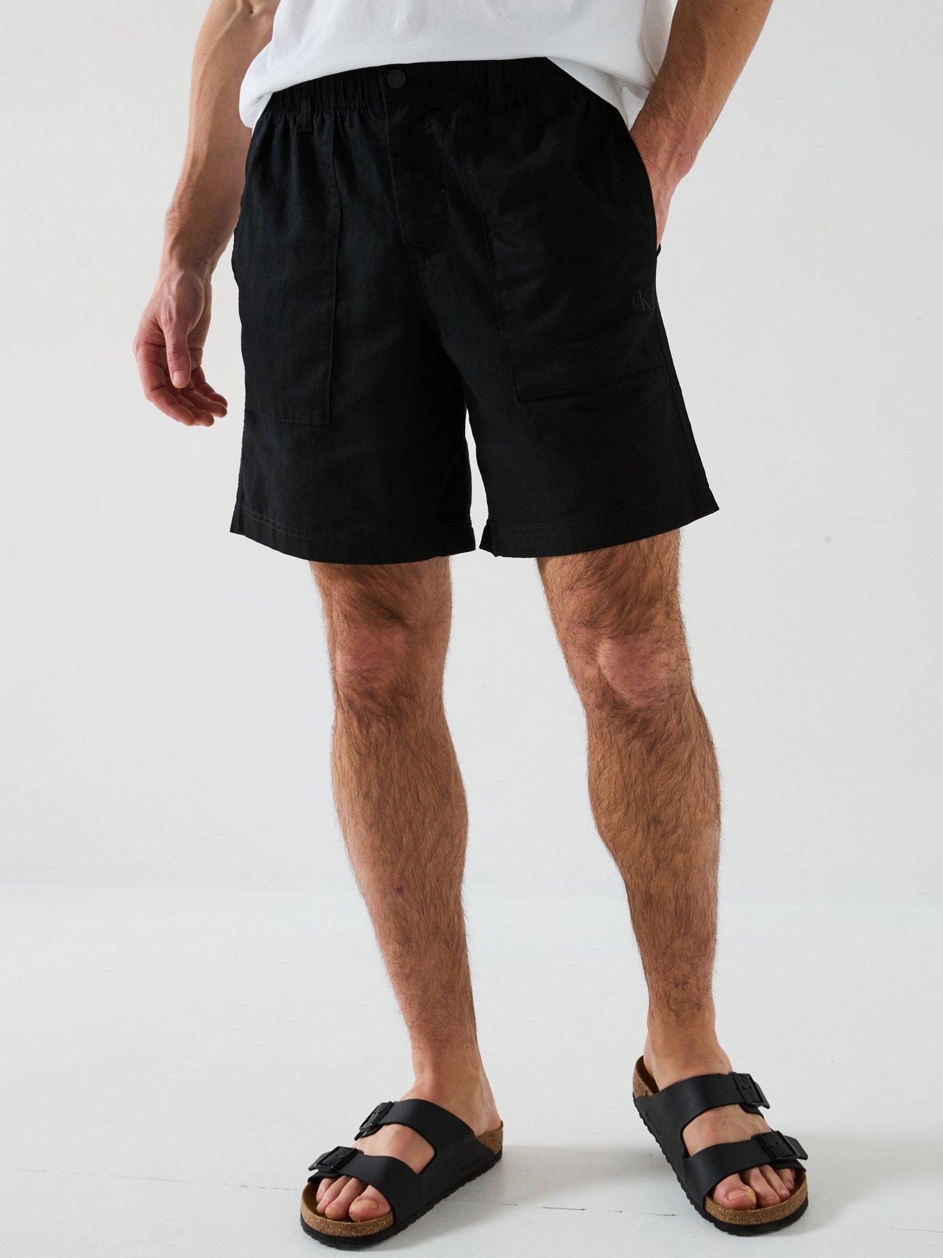 undefined Linen Blend Shorts - Black