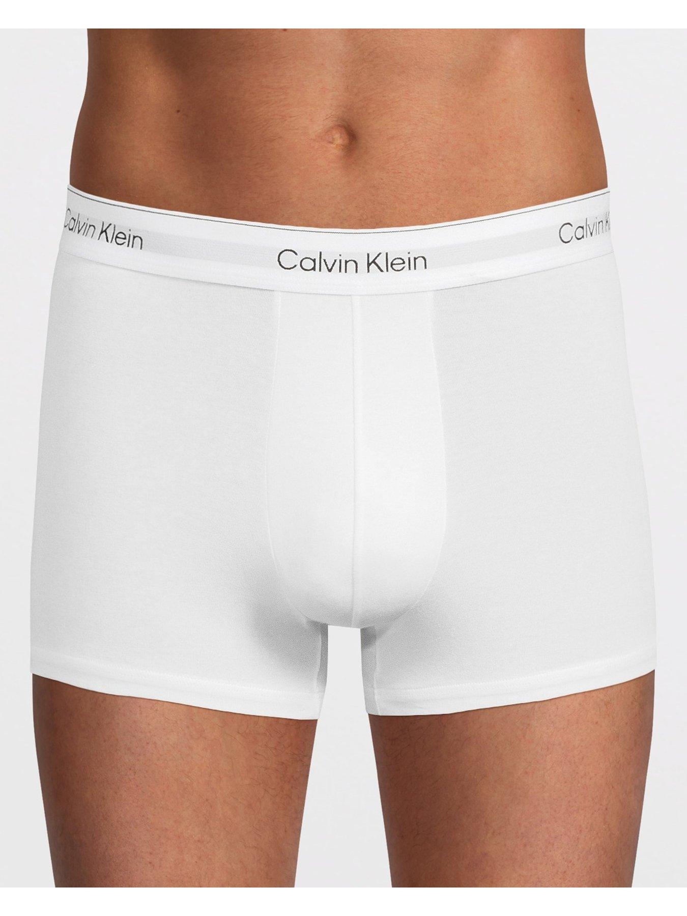 Image 2 of 3 of Calvin Klein ICON Cotton Stretch 3 Pack Contour Trunks - White
