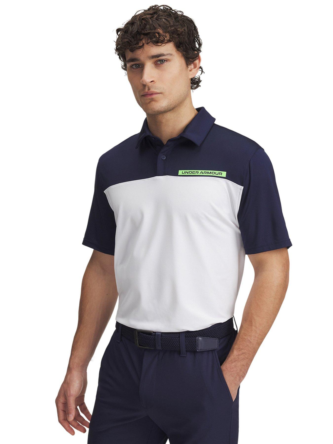 undefined Men's Golf T2G Colour Block Polo - Midnight Navy/White/Green