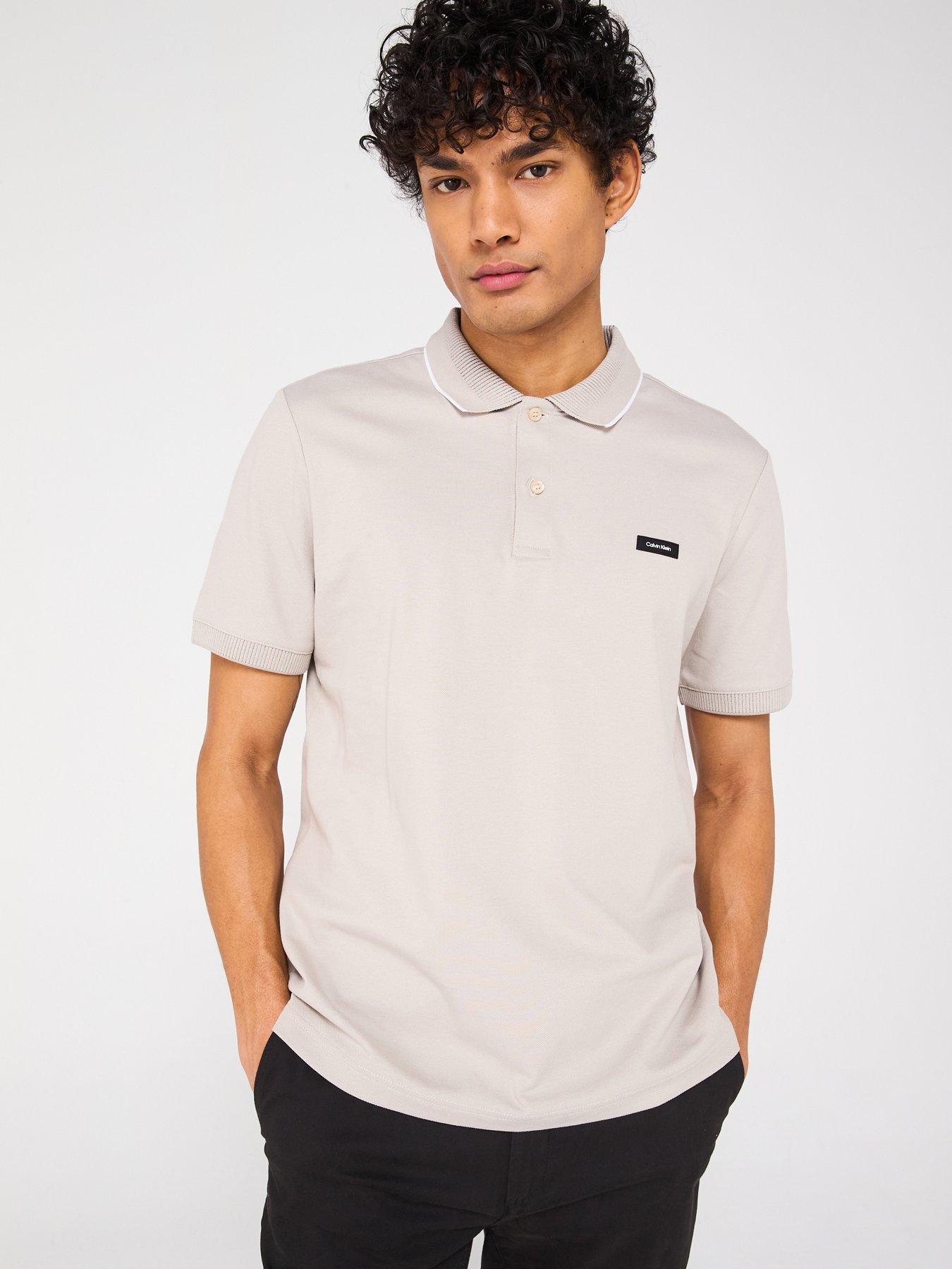 undefined Pique Tipped Logo Polo Shirt - Light Natural