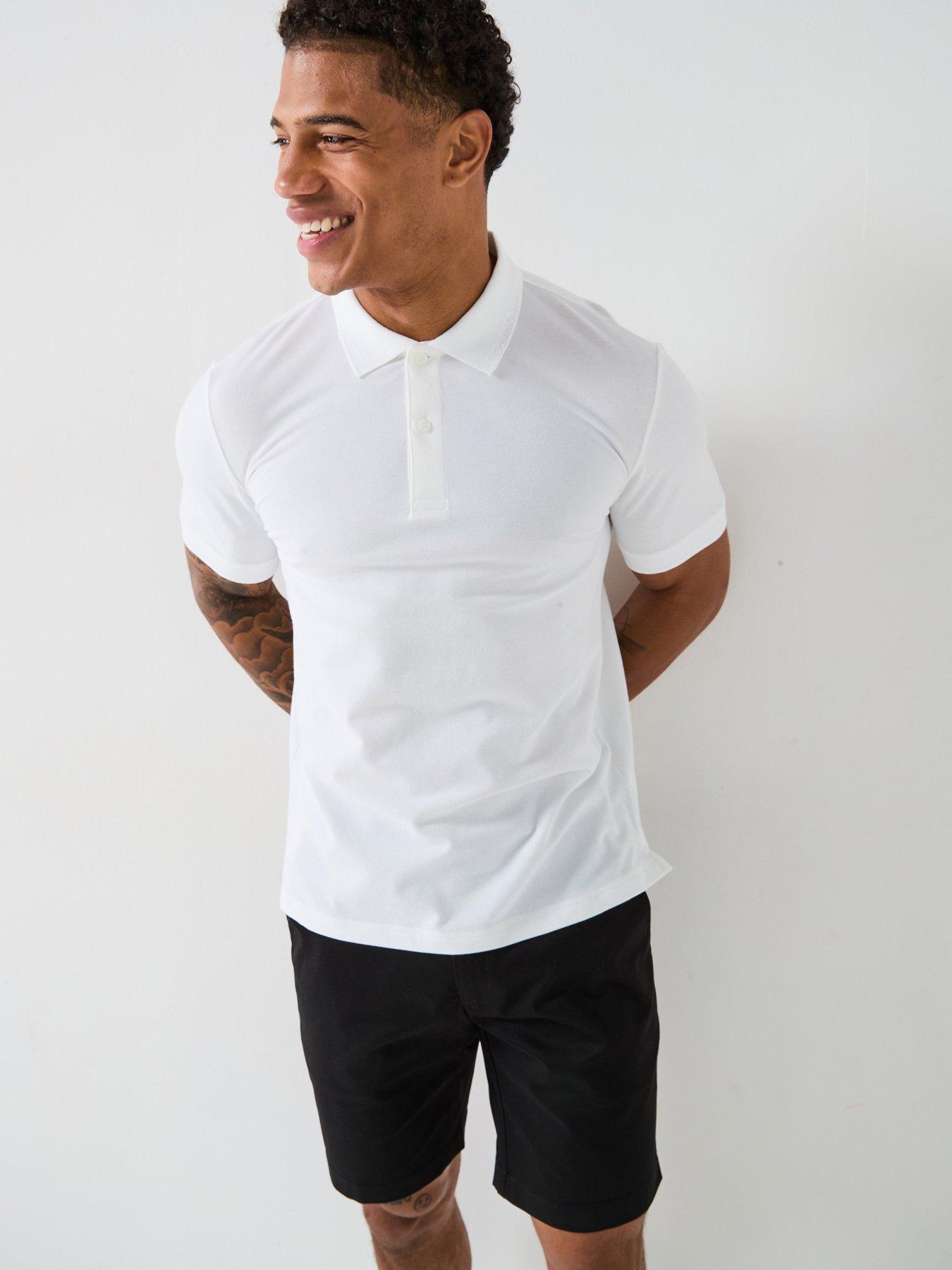 Image 1 of 4 of Calvin Klein Thermo Tech Pique Slim Fit Polo Shirt - White