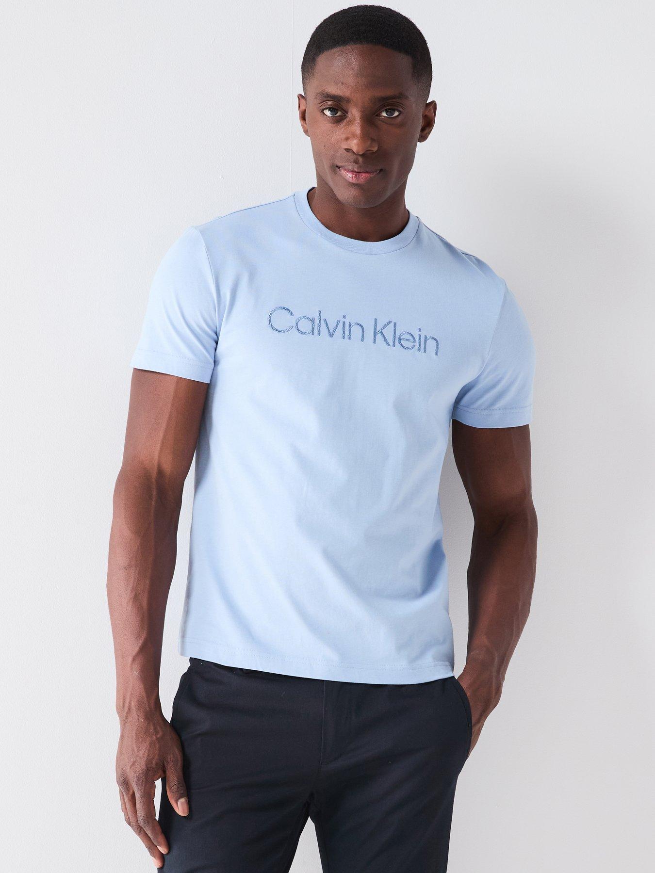 undefined Textured Embroided Logo T-Shirt - Light Blue