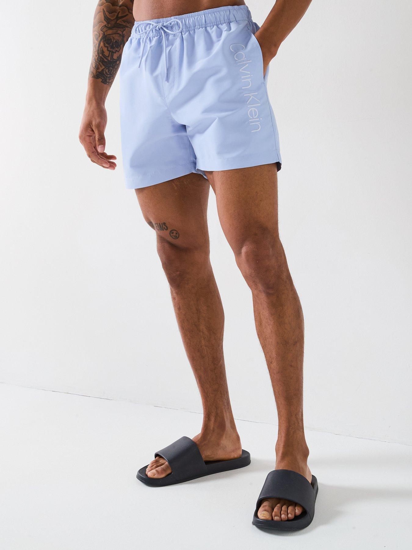 undefined Tonal Side Logo Swim Shorts - Light Blue
