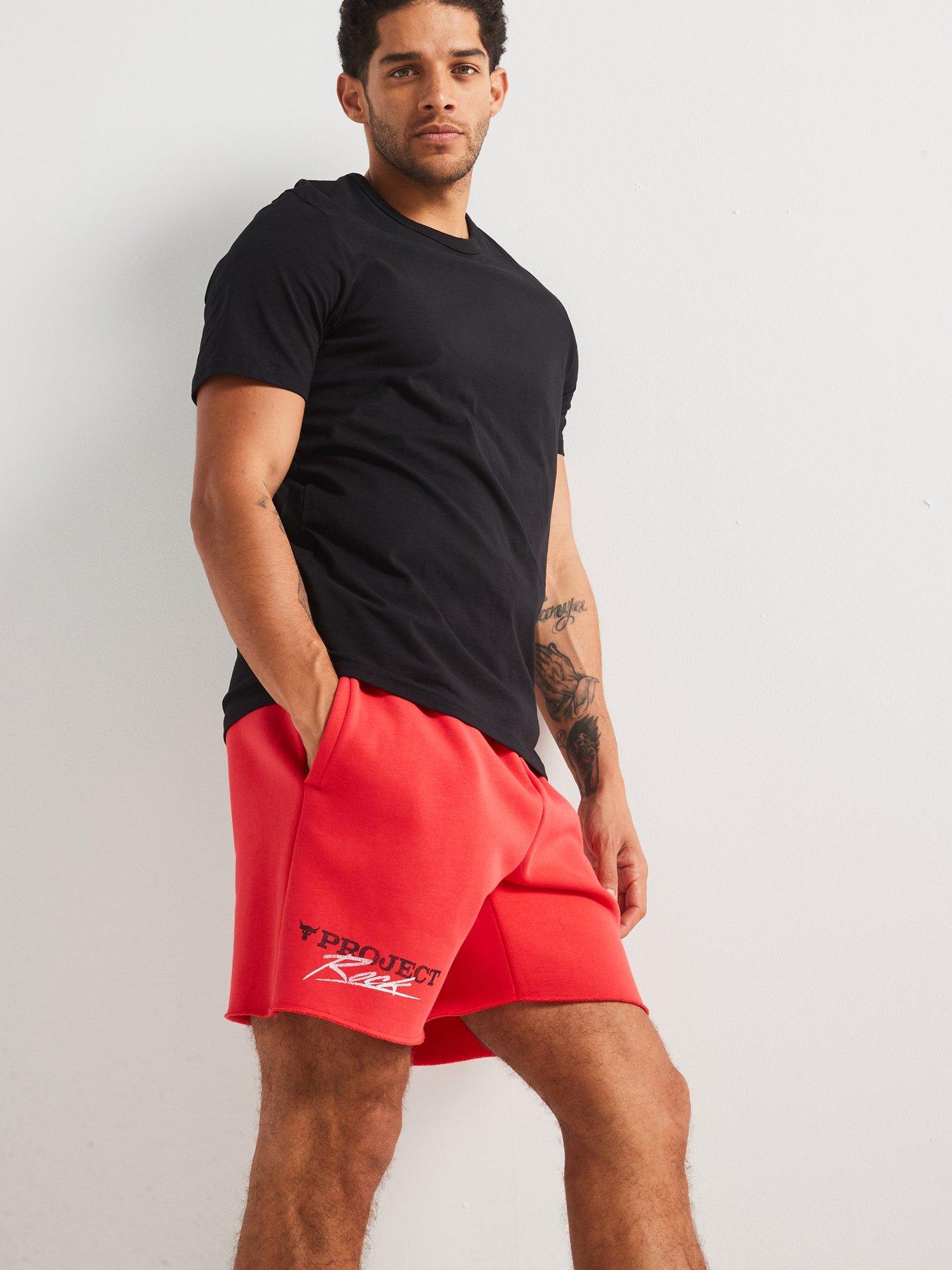 Image 5 of 6 of UNDER ARMOUR Men's Training Project Rock Icon Fleece Shorts - Red