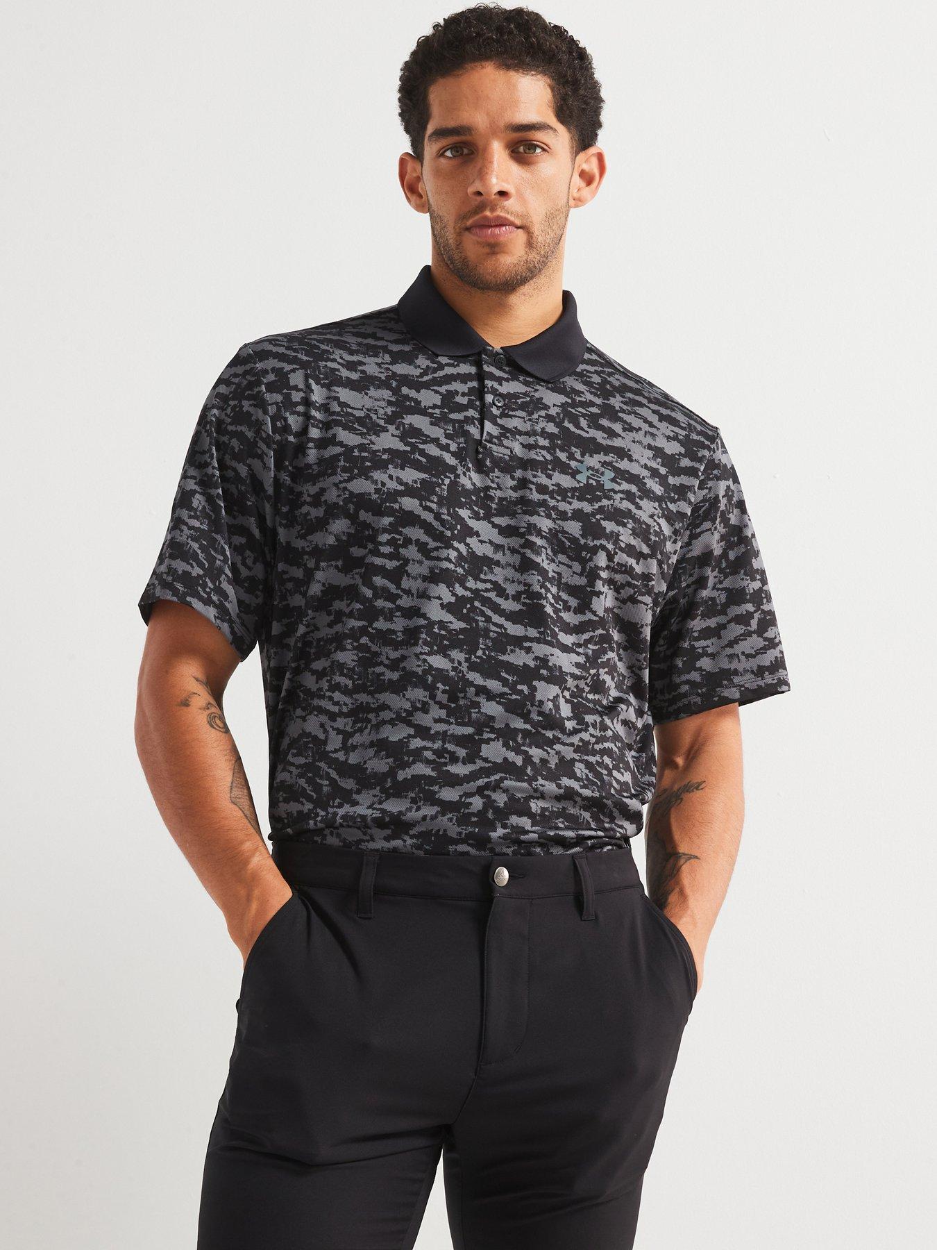 undefined Mens Golf Matchplay Printed Polo Top - Black
