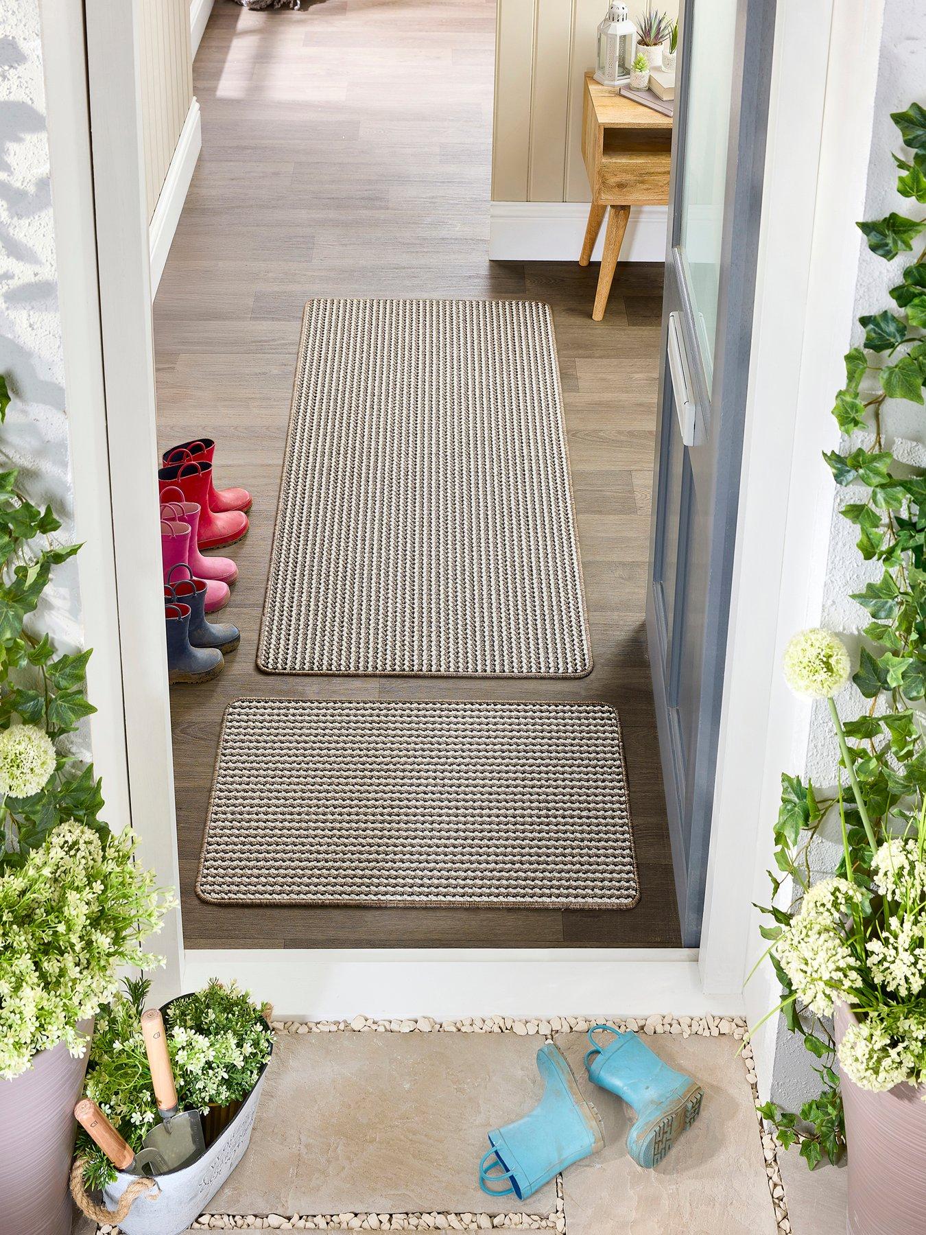Image 1 of 4 of The Very Collection Twist Stripe, Stain Resistant, Anti Slip Doormat - Beige