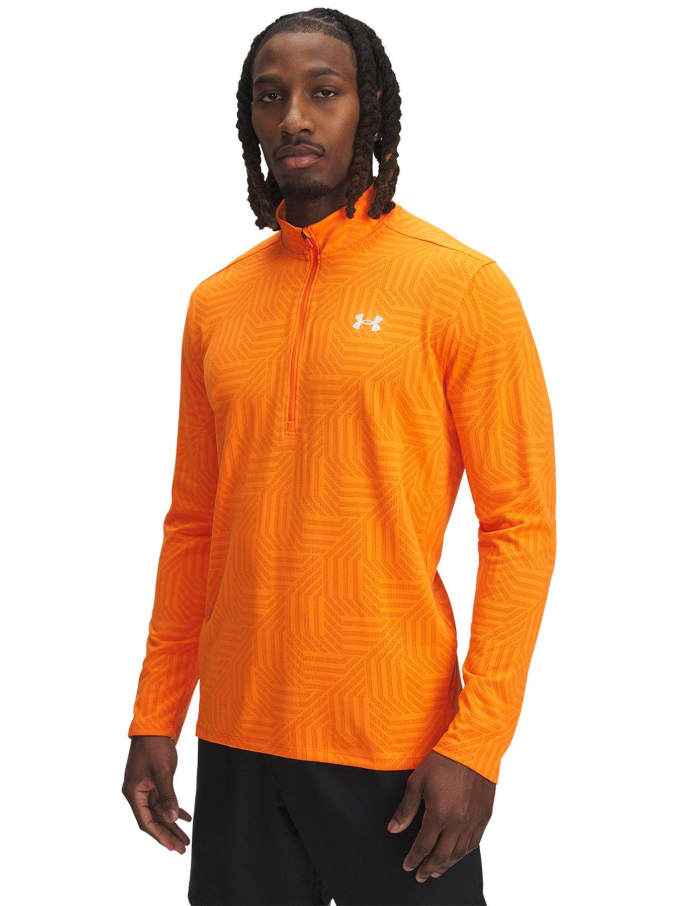 Image 1 of 3 of UNDER ARMOUR Mens Training Tech Vent Geotessa 1/2 Zip Top - Orange