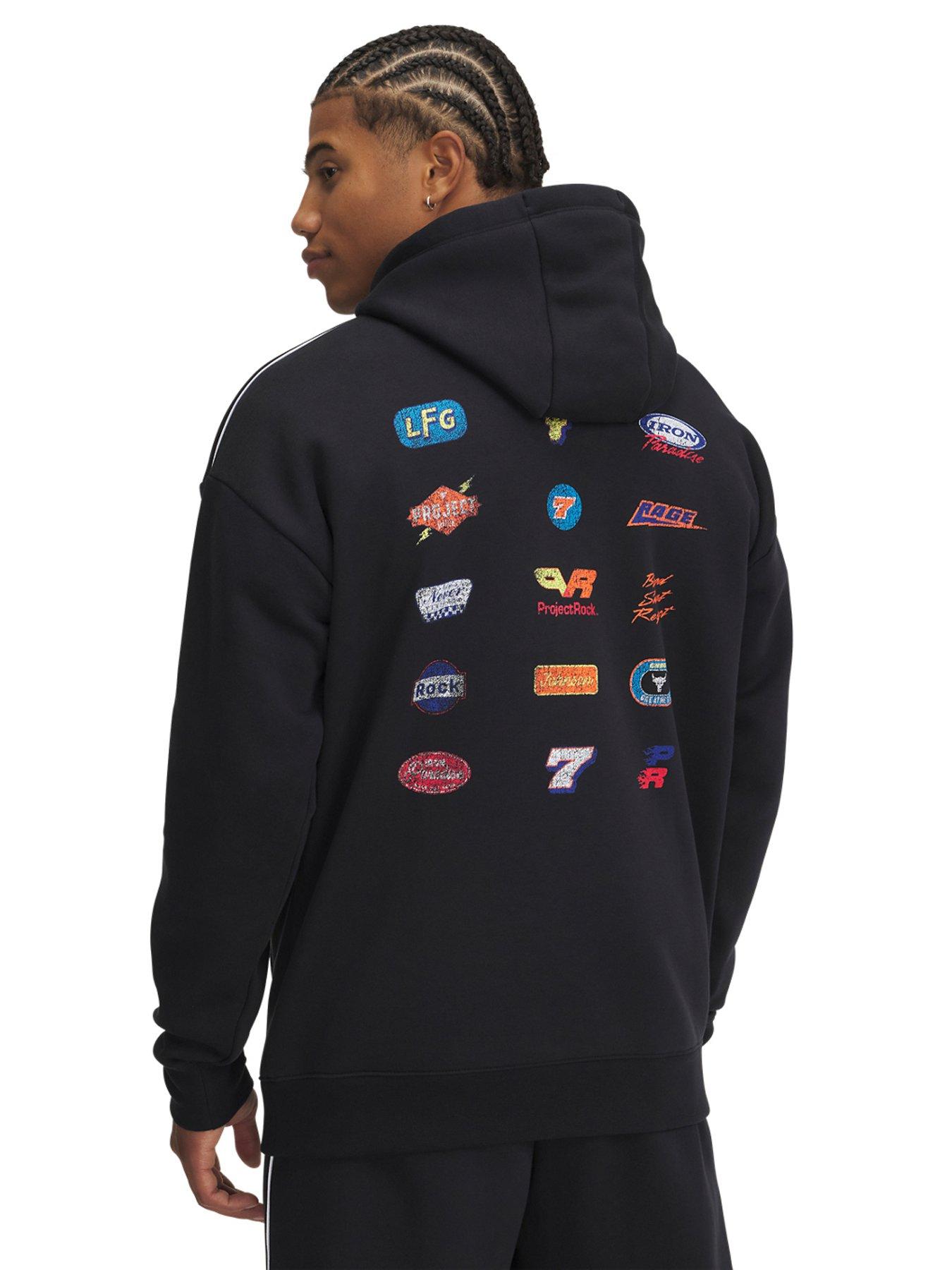  image of under-armour-mens-training-project-rock-icon-fleece-hoodie-black