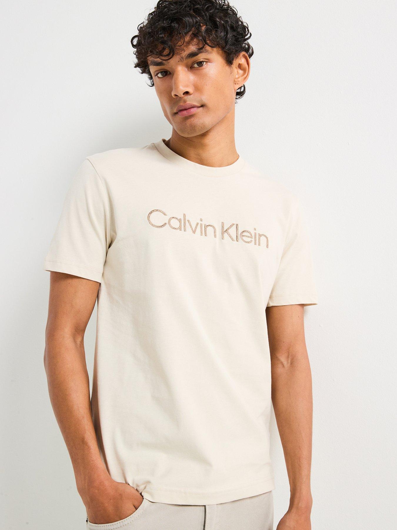 undefined Textured Embroidered Logo T-Shirt - Light Natural