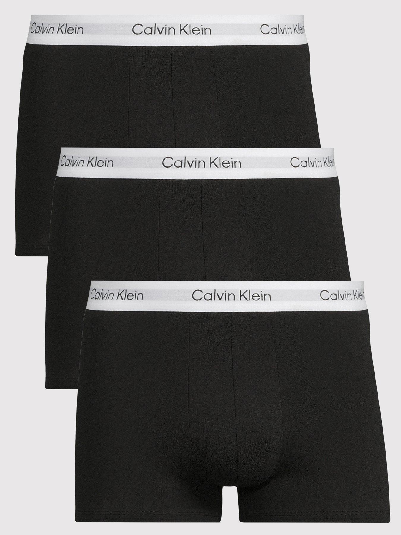Image 1 of 3 of Calvin Klein ICON Cotton Stretch 3 Pack Contour Trunks - Black