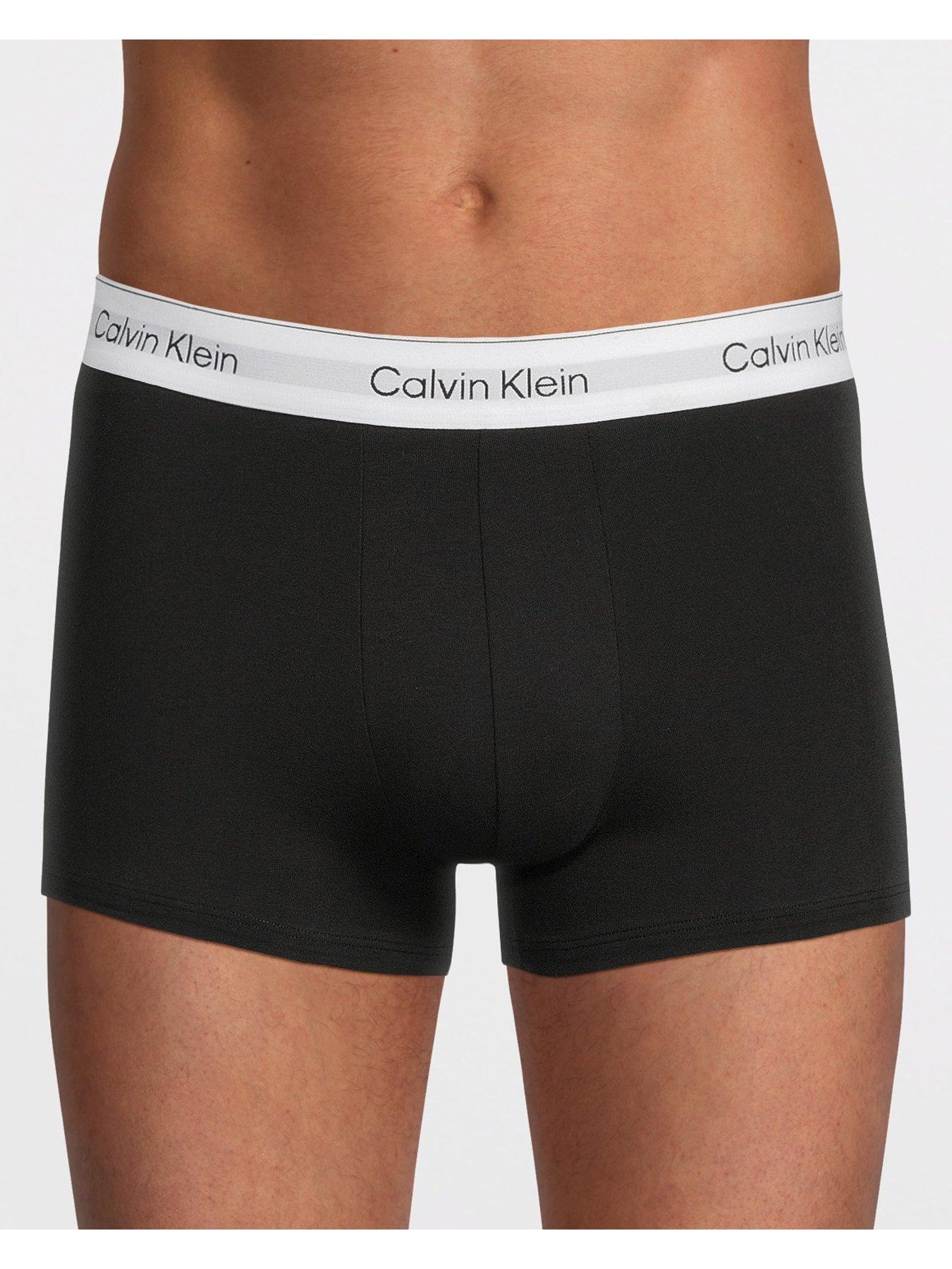 Image 2 of 3 of Calvin Klein ICON Cotton Stretch 3 Pack Contour Trunks - Black