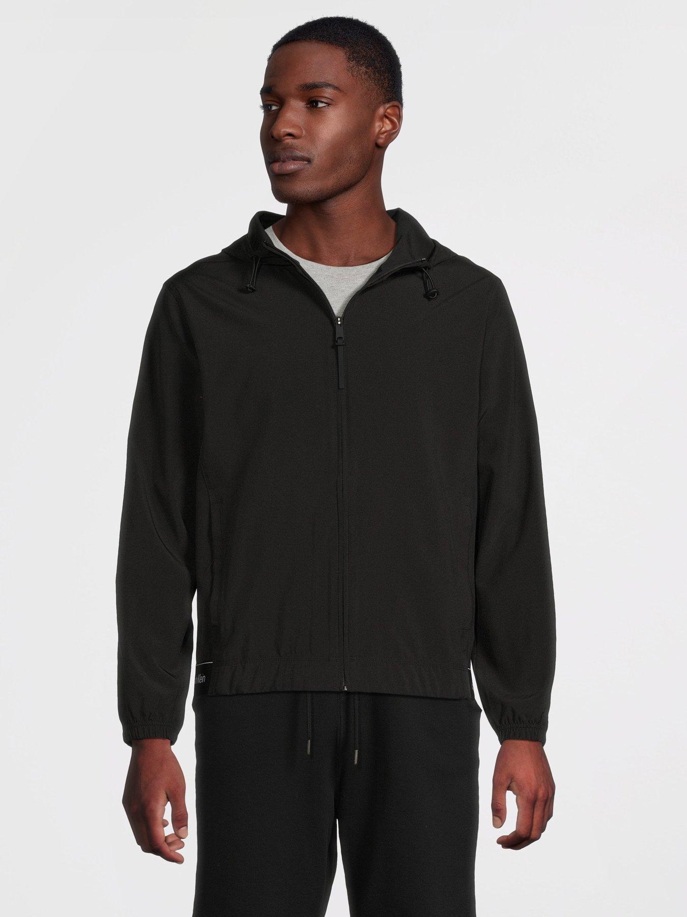 undefined CK Hooded Zip Thru Woven Lightweight Jacket - Black