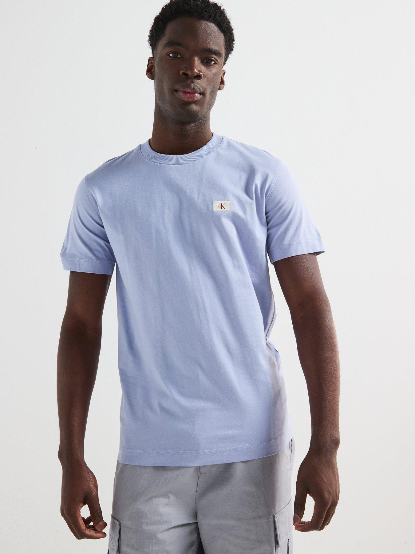 undefined Left Chest Woven Patch Regular T-Shirt - Light Blue