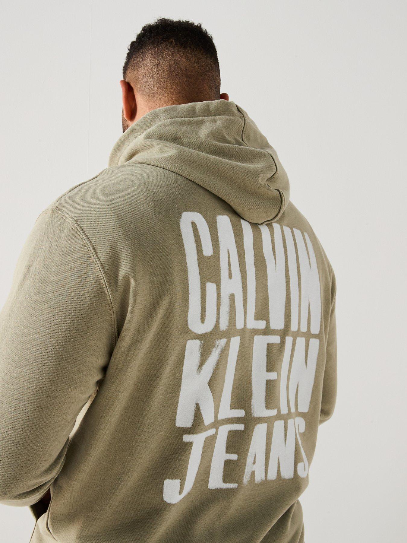 Image 6 of 6 of Calvin Klein Jeans Plus Painted Hoodie - Khaki