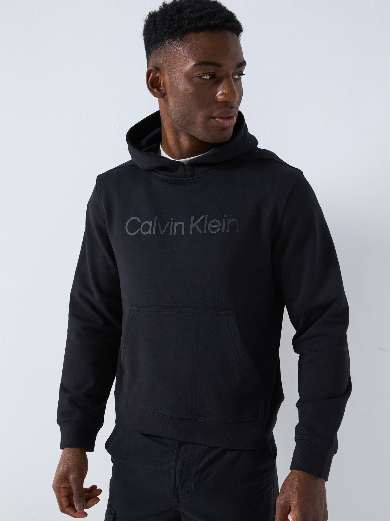 undefined Ck Chest Logo Poly Overhead Hoodie - Black