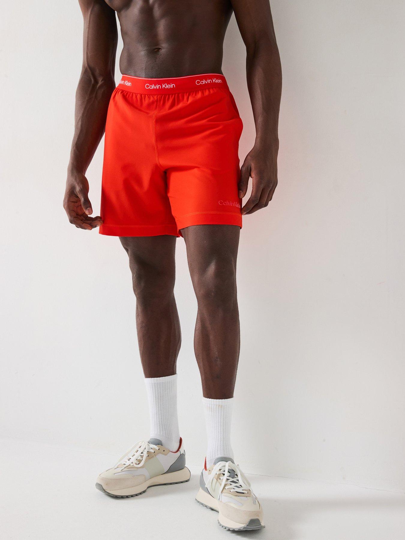 undefined CK 7" Waistband Logo Woven Shorts - Dark Red