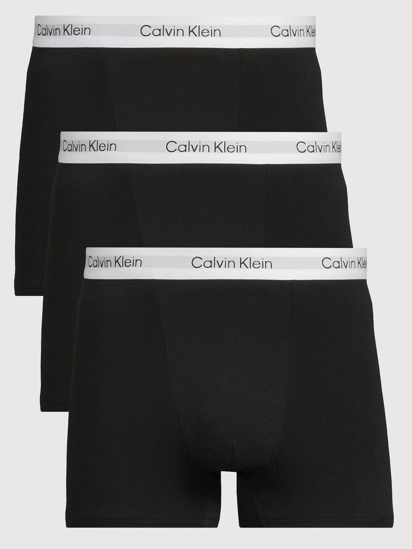 Calvin Klein ICON Cotton Stretch 3 Pack Relaxed Trunks - Black (White Band)