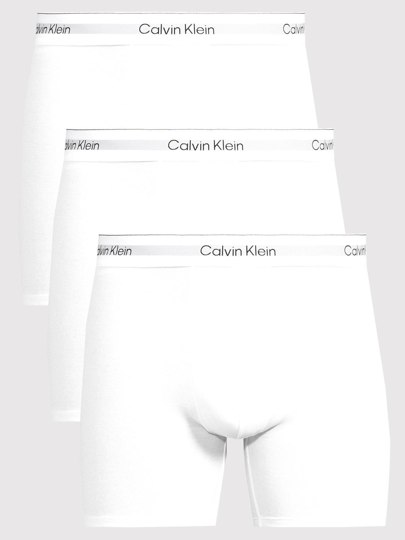 Image 1 of 3 of Calvin Klein ICON Cotton Stretch 3 Pack Boxer Briefs - White