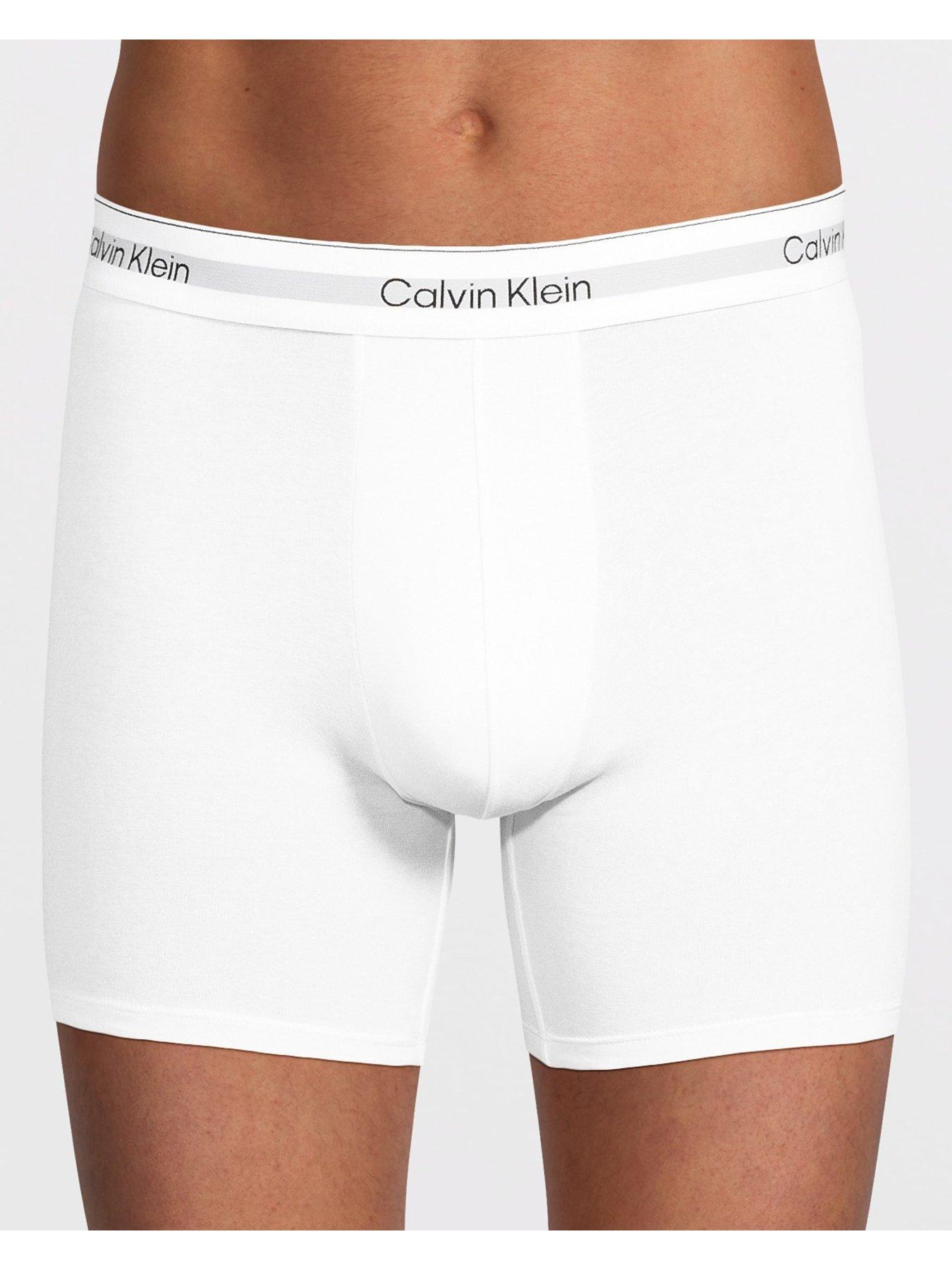 Image 2 of 3 of Calvin Klein ICON Cotton Stretch 3 Pack Boxer Briefs - White